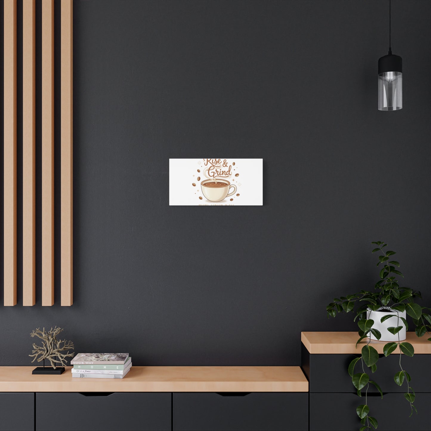 Rise & Grind Fuel Your Day Canvas, Coffee Caffeine Decor | Espresso Joke, Cafe Art