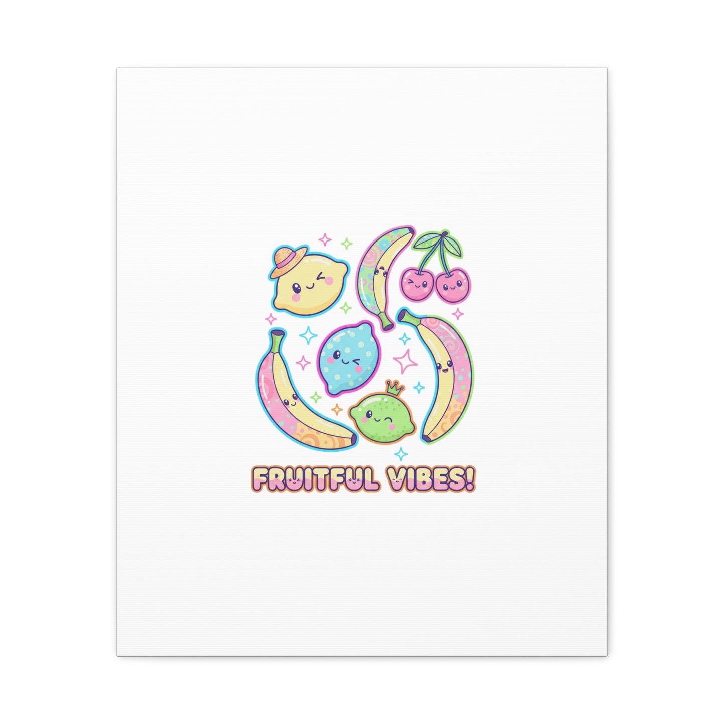Fruitful Vibes Canvas, Pop Fruit Print | Banana Cherry Citrus Art
