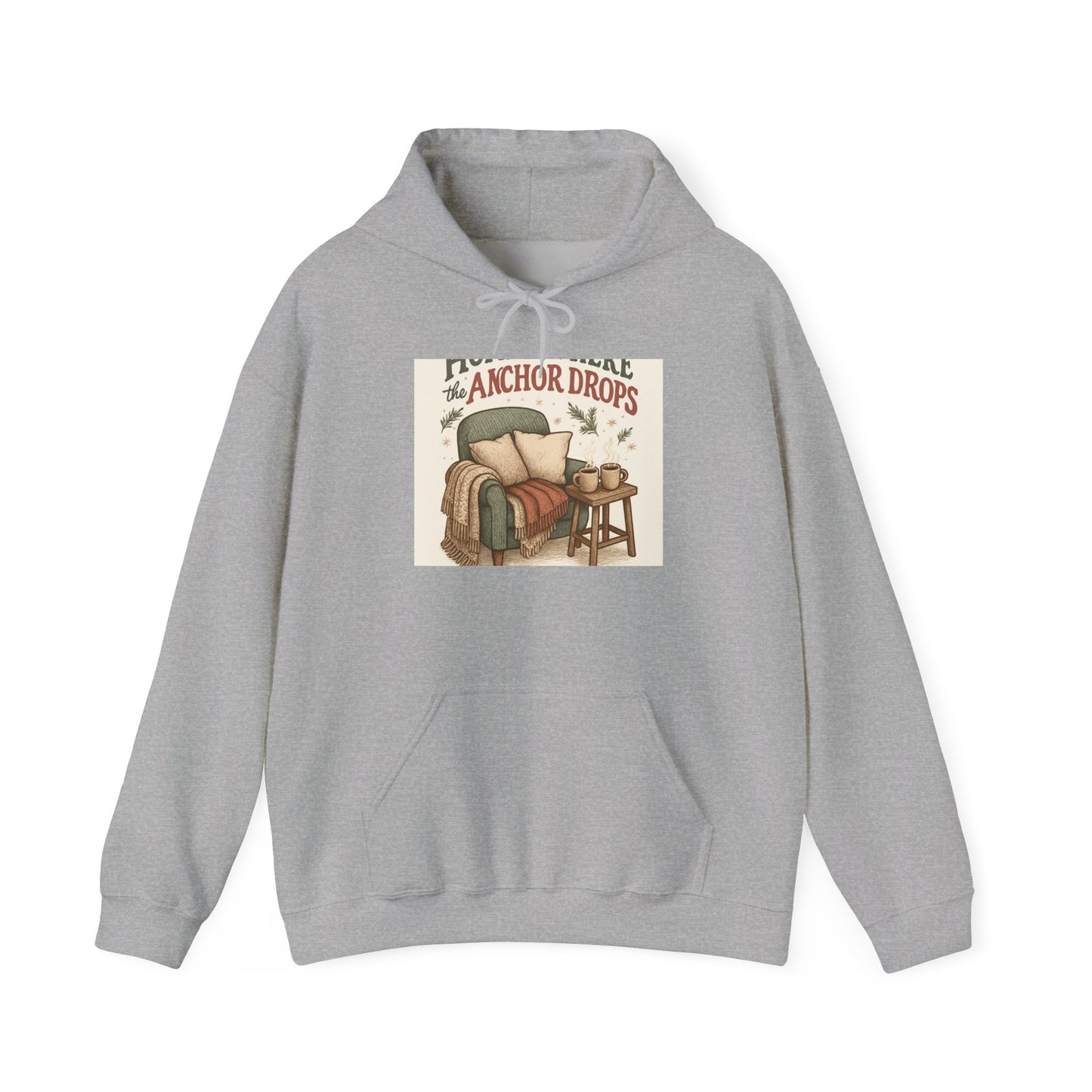 Cozy Reading Nook Hoodie — "When Anchor Drops" Vintage Book & Armchair Design
