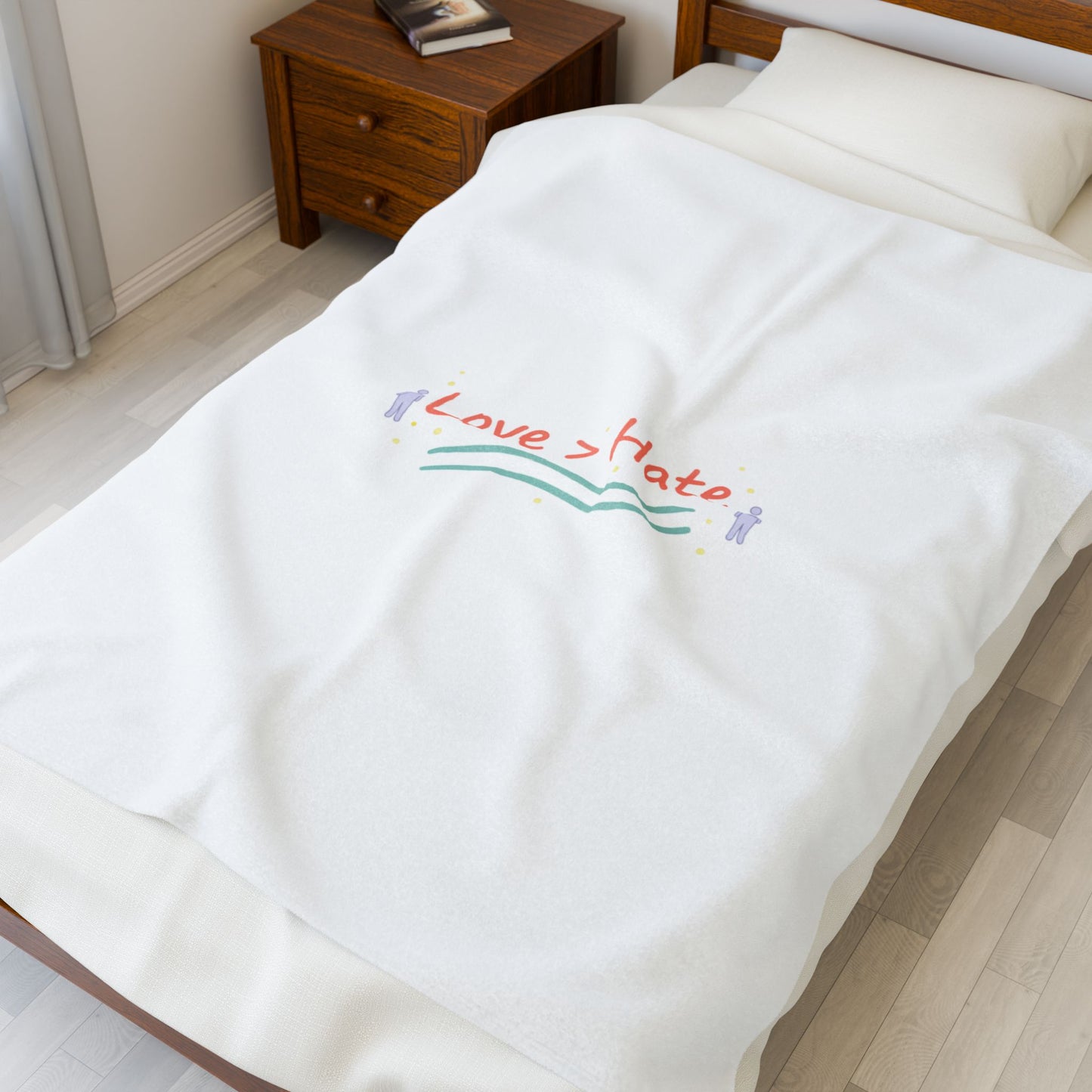 Love > Hate Blanket | Minimal vibes slogan, casual pastel typography