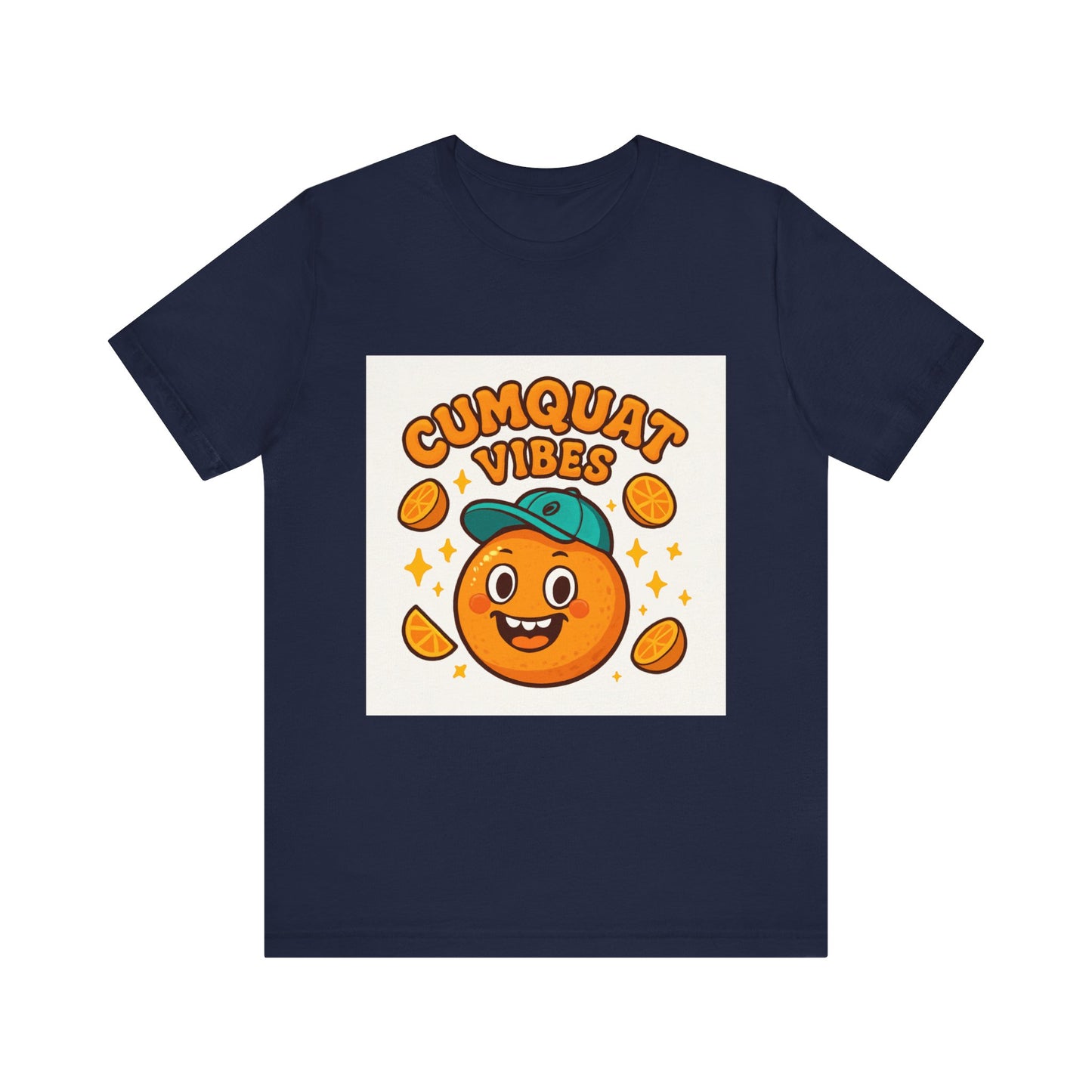Citrus Cartoon Tee — "Cumquat Vibes" Funny Fruit Graphic T-Shirt