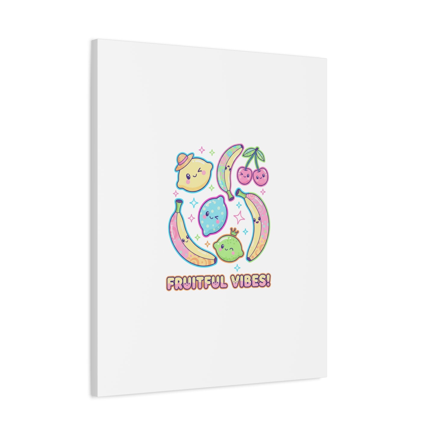 Fruitful Vibes Canvas, Pop Fruit Print | Banana Cherry Citrus Art