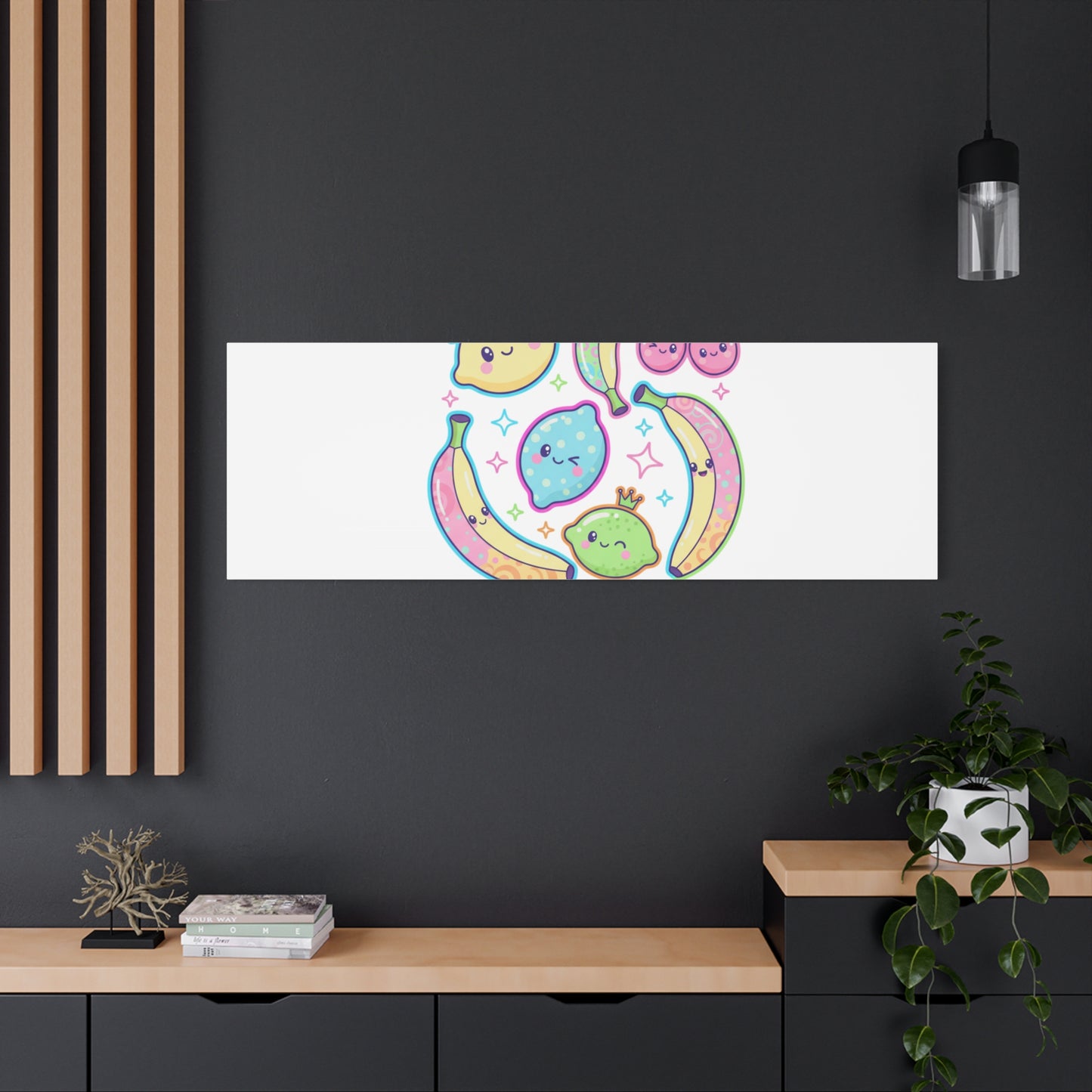 Fruitful Vibes Canvas, Pop Fruit Print | Banana Cherry Citrus Art