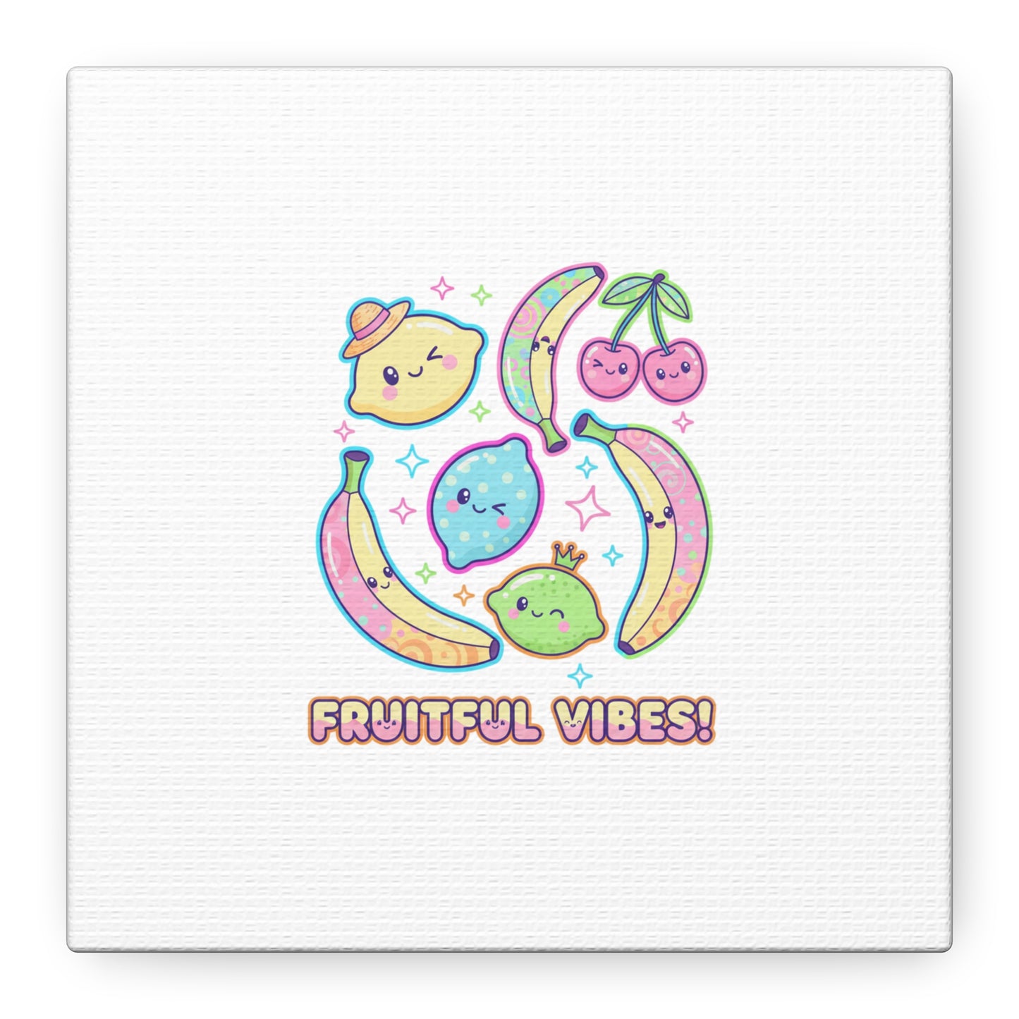 Fruitful Vibes Canvas, Pop Fruit Print | Banana Cherry Citrus Art