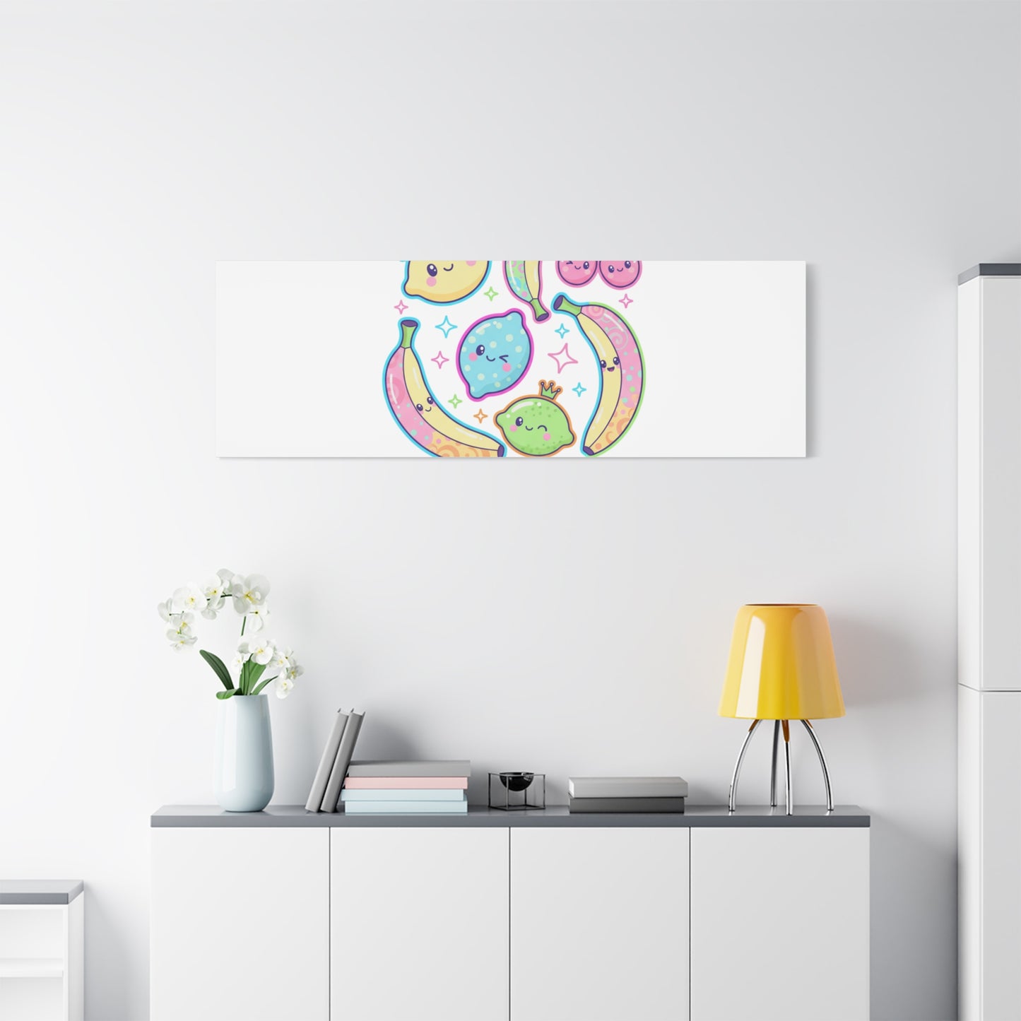 Fruitful Vibes Canvas, Pop Fruit Print | Banana Cherry Citrus Art