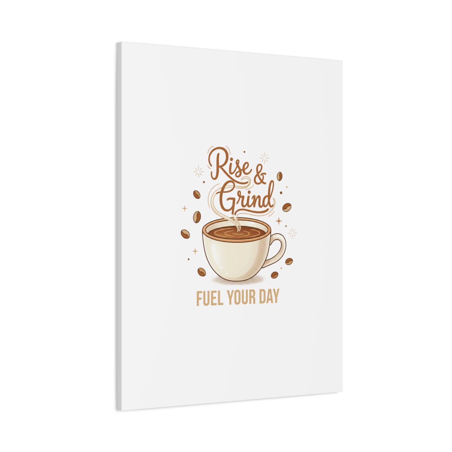 Rise & Grind Fuel Your Day Canvas, Coffee Caffeine Decor | Espresso Joke, Cafe Art
