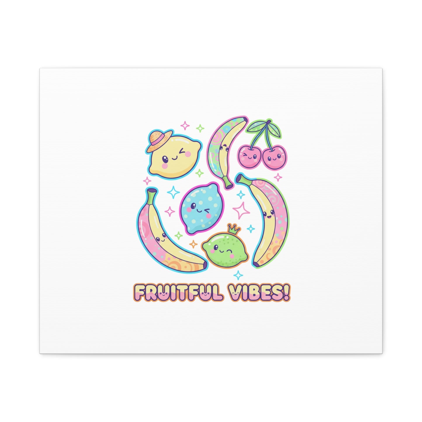 Fruitful Vibes Canvas, Pop Fruit Print | Banana Cherry Citrus Art