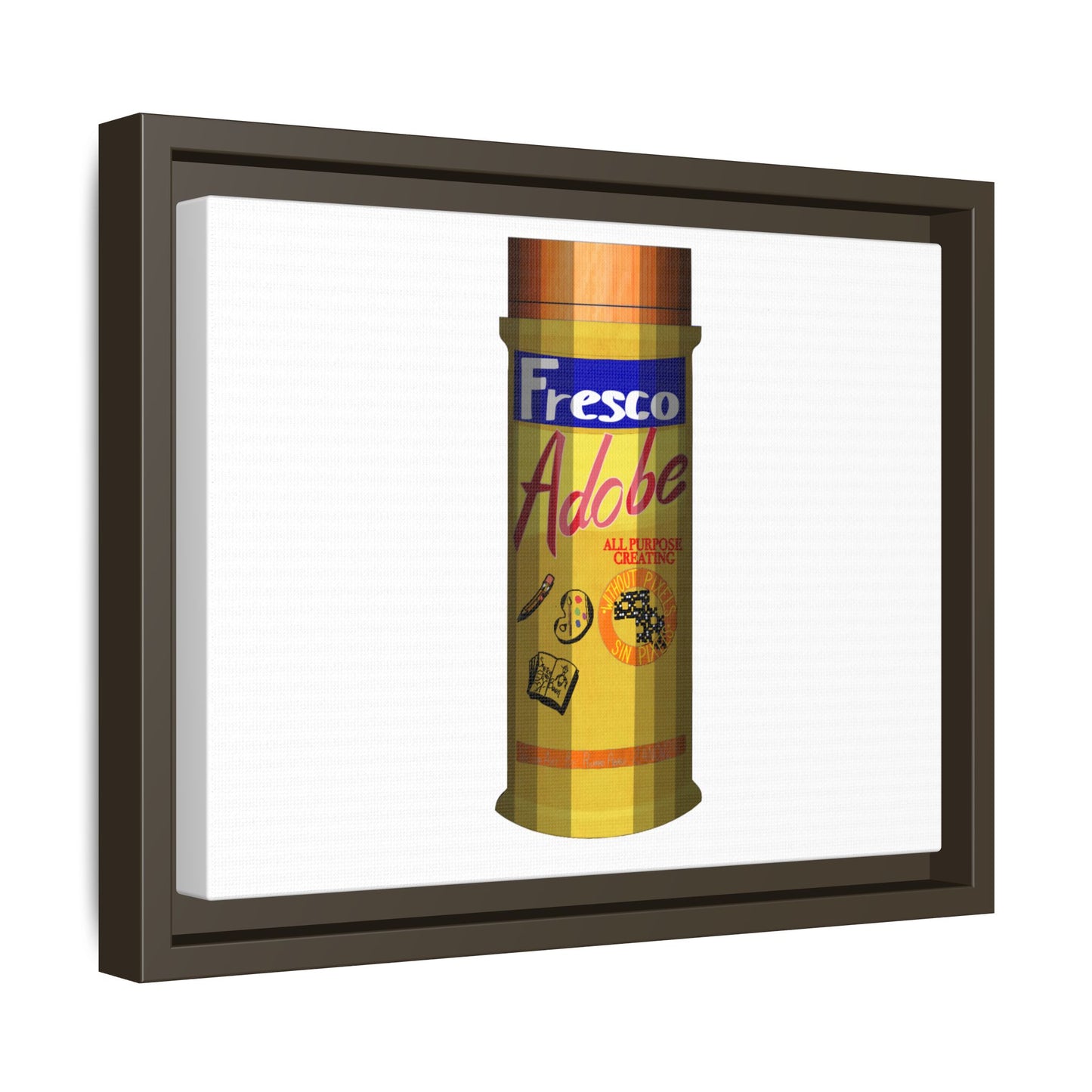 Framed Matte Canvas Print – Vintage 'Fresco Adobe' Can Artwork