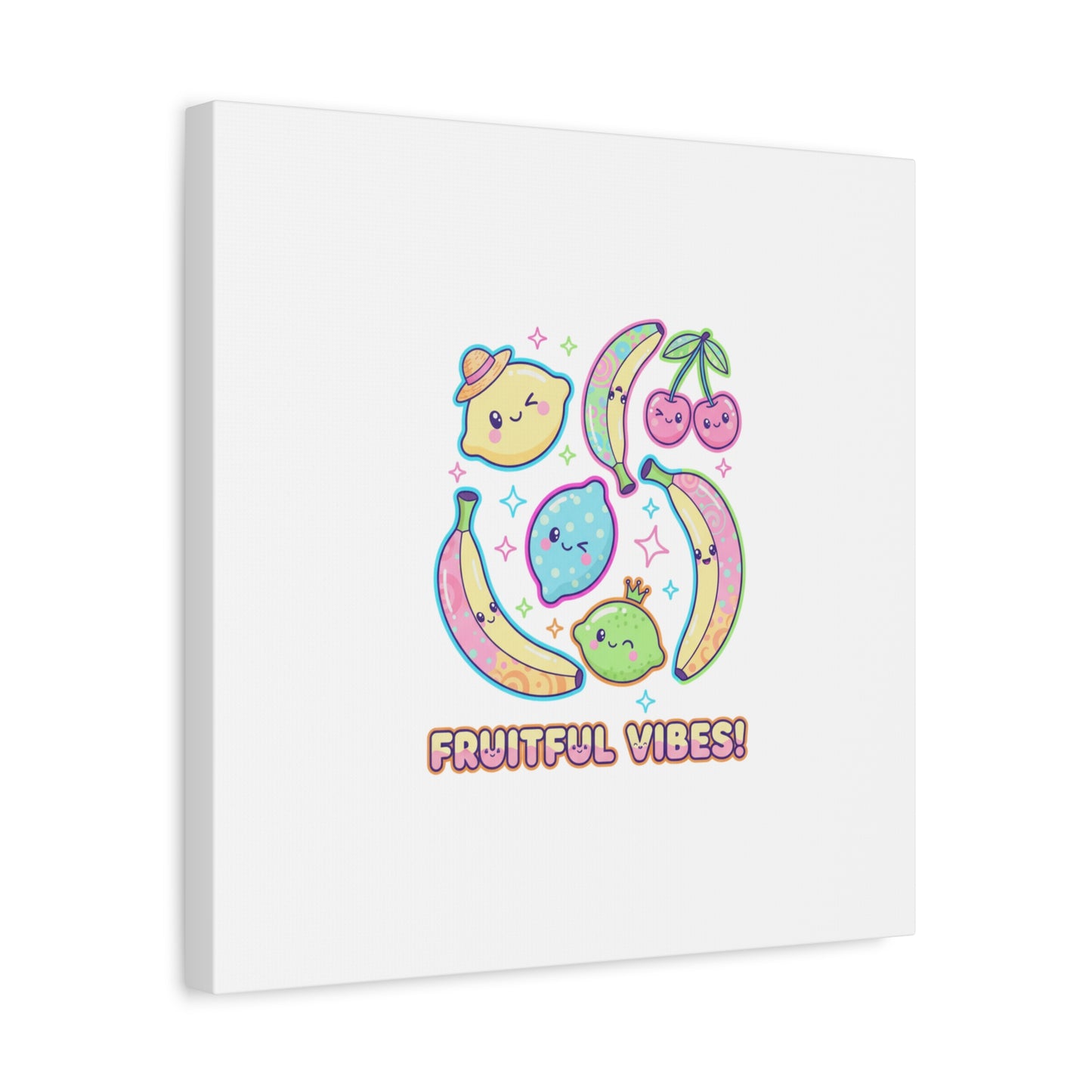 Fruitful Vibes Canvas, Pop Fruit Print | Banana Cherry Citrus Art