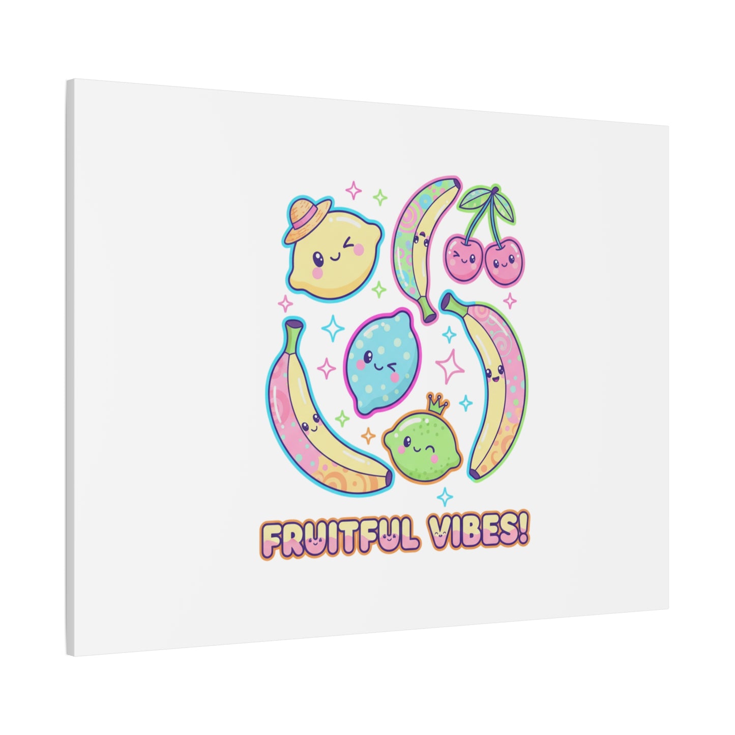 Fruitful Vibes Canvas, Pop Fruit Print | Banana Cherry Citrus Art