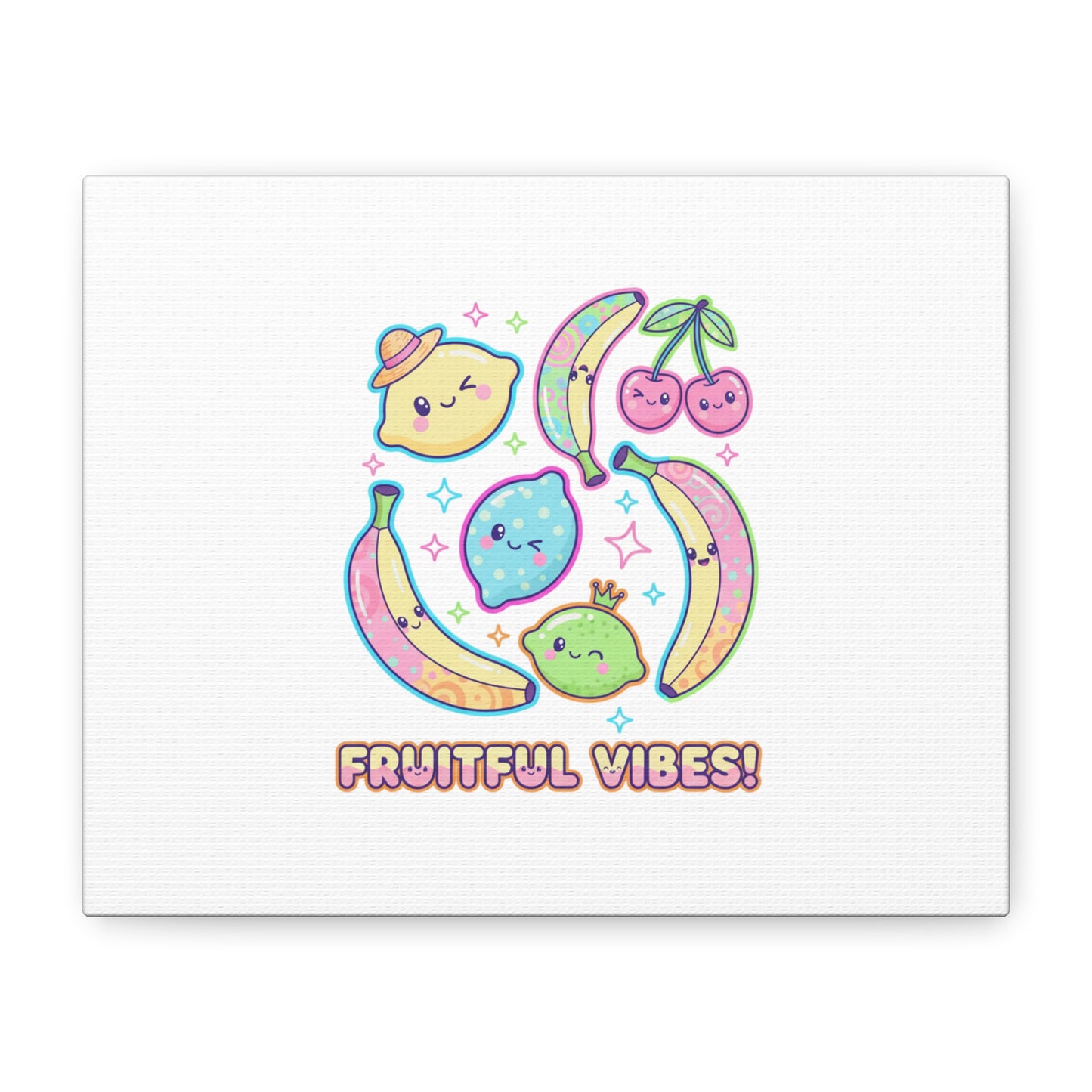 Fruitful Vibes Canvas, Pop Fruit Print | Banana Cherry Citrus Art