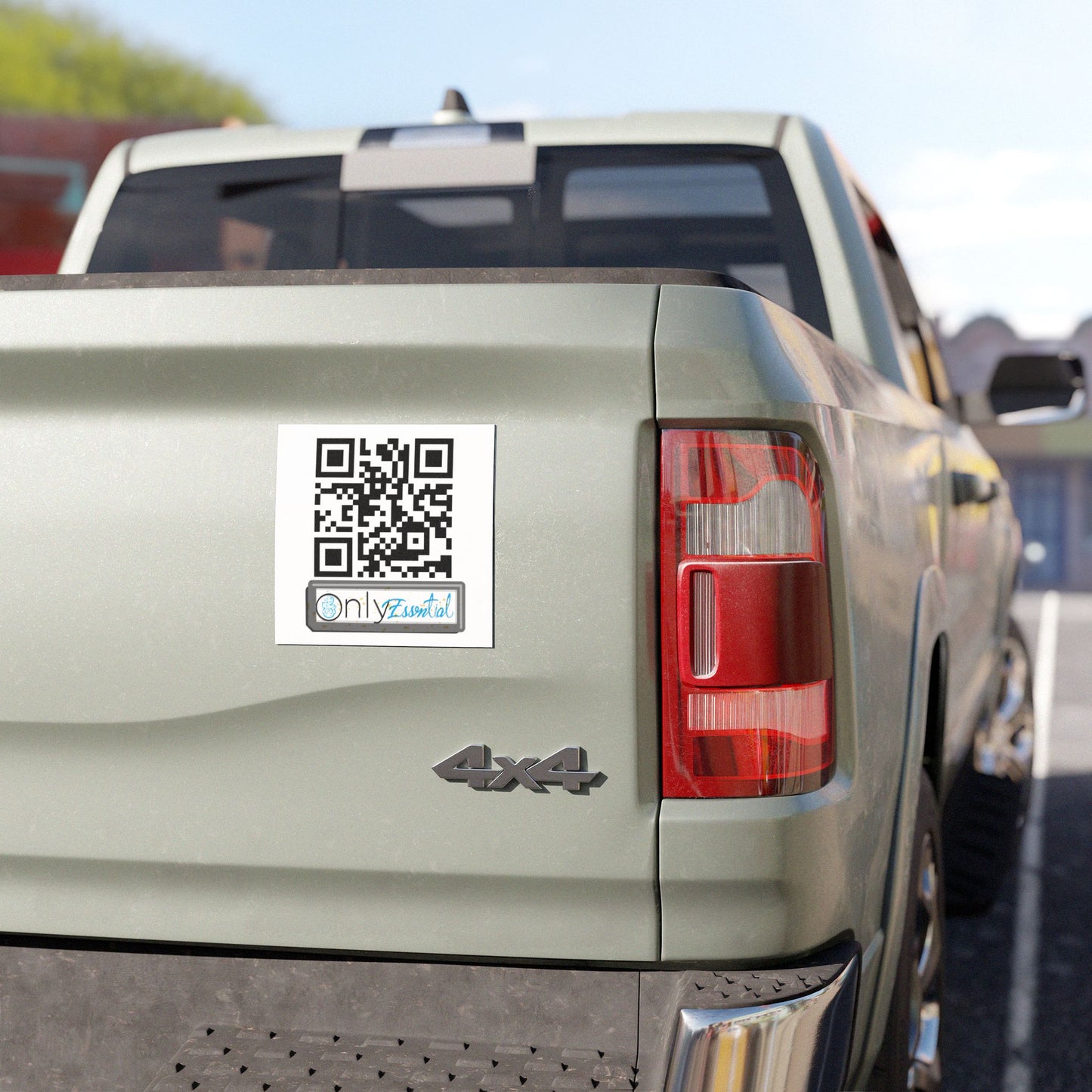 Car Magnet with Scan QR Code & "Only Essential" License Plate — Promotional Vehicle Decal
