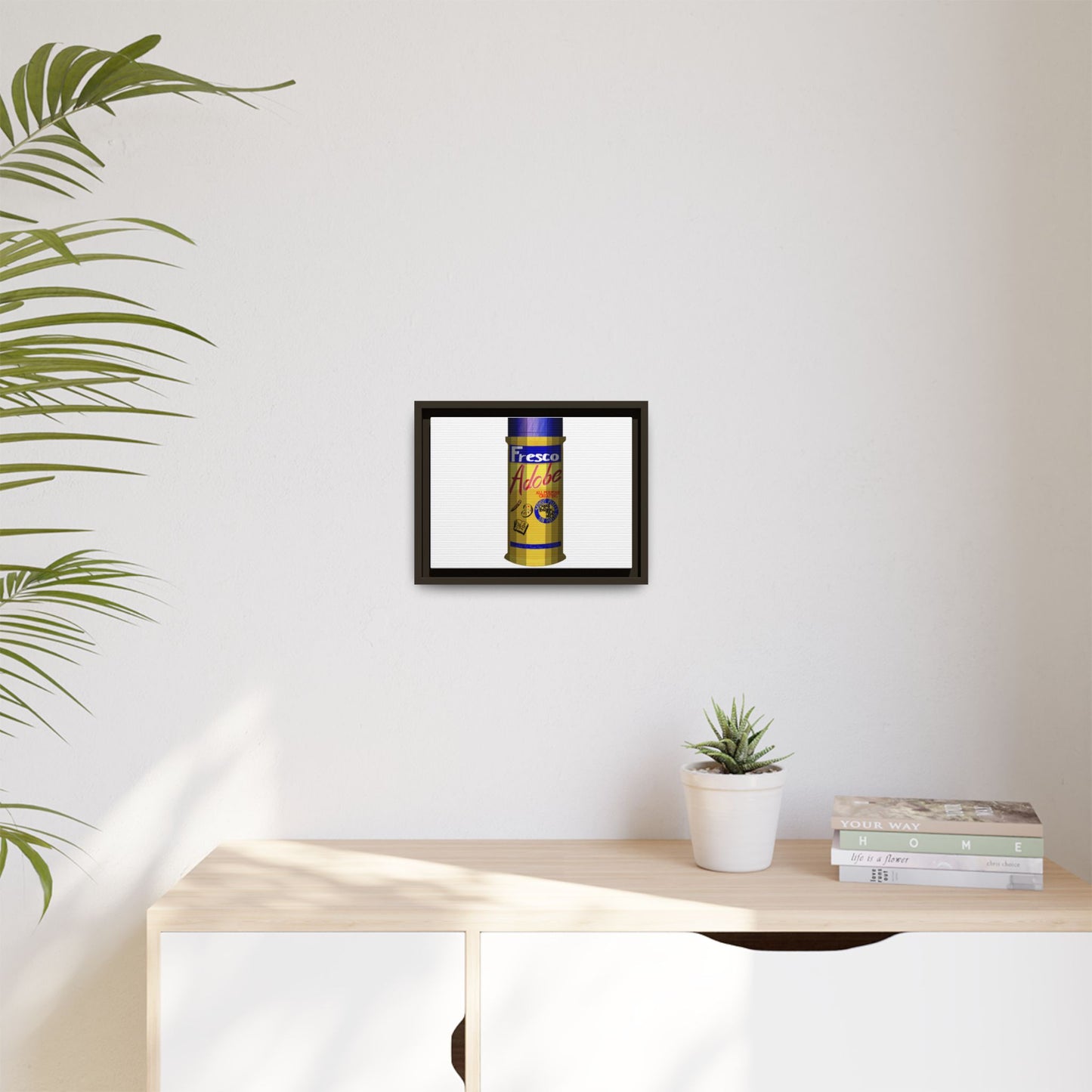 Framed Matte Canvas Print — Vintage 'Fresco Adobe' Can Pop Art