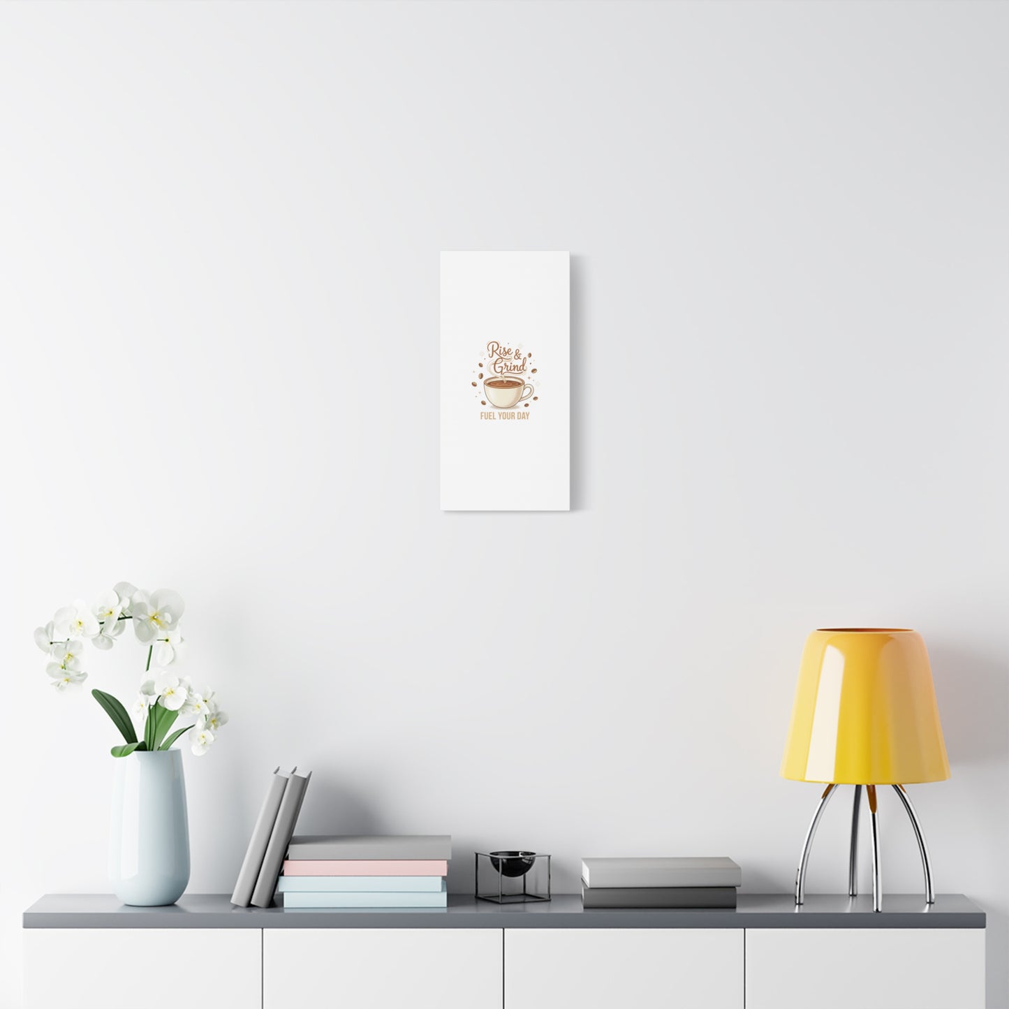 Rise & Grind Fuel Your Day Canvas, Coffee Caffeine Decor | Espresso Joke, Cafe Art