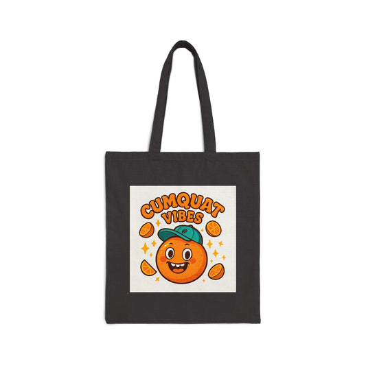 Clementine "Cumquat Vibes" Cute Citrus Canvas Tote — Funny Fruit Market Bag