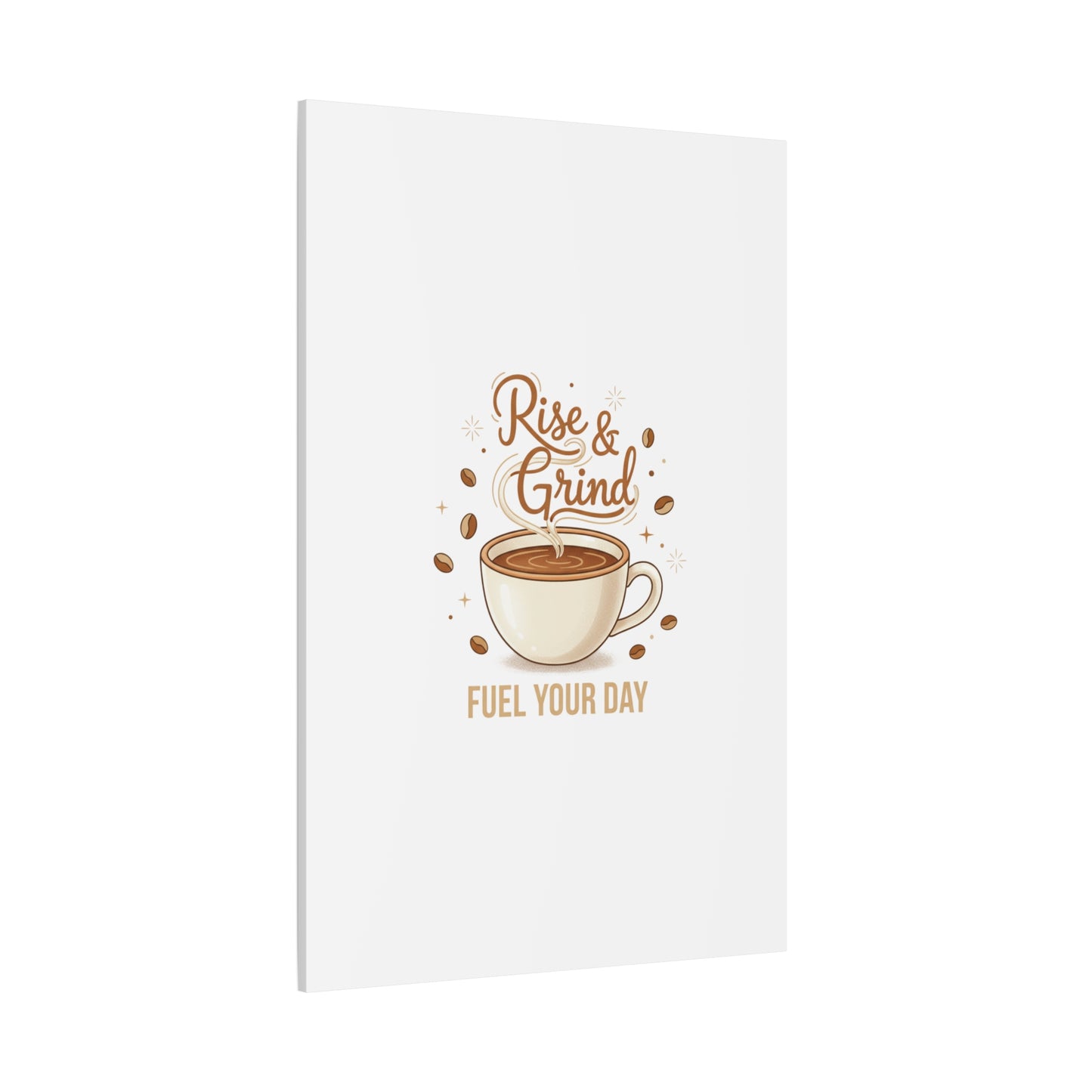 Rise & Grind Fuel Your Day Canvas, Coffee Caffeine Decor | Espresso Joke, Cafe Art
