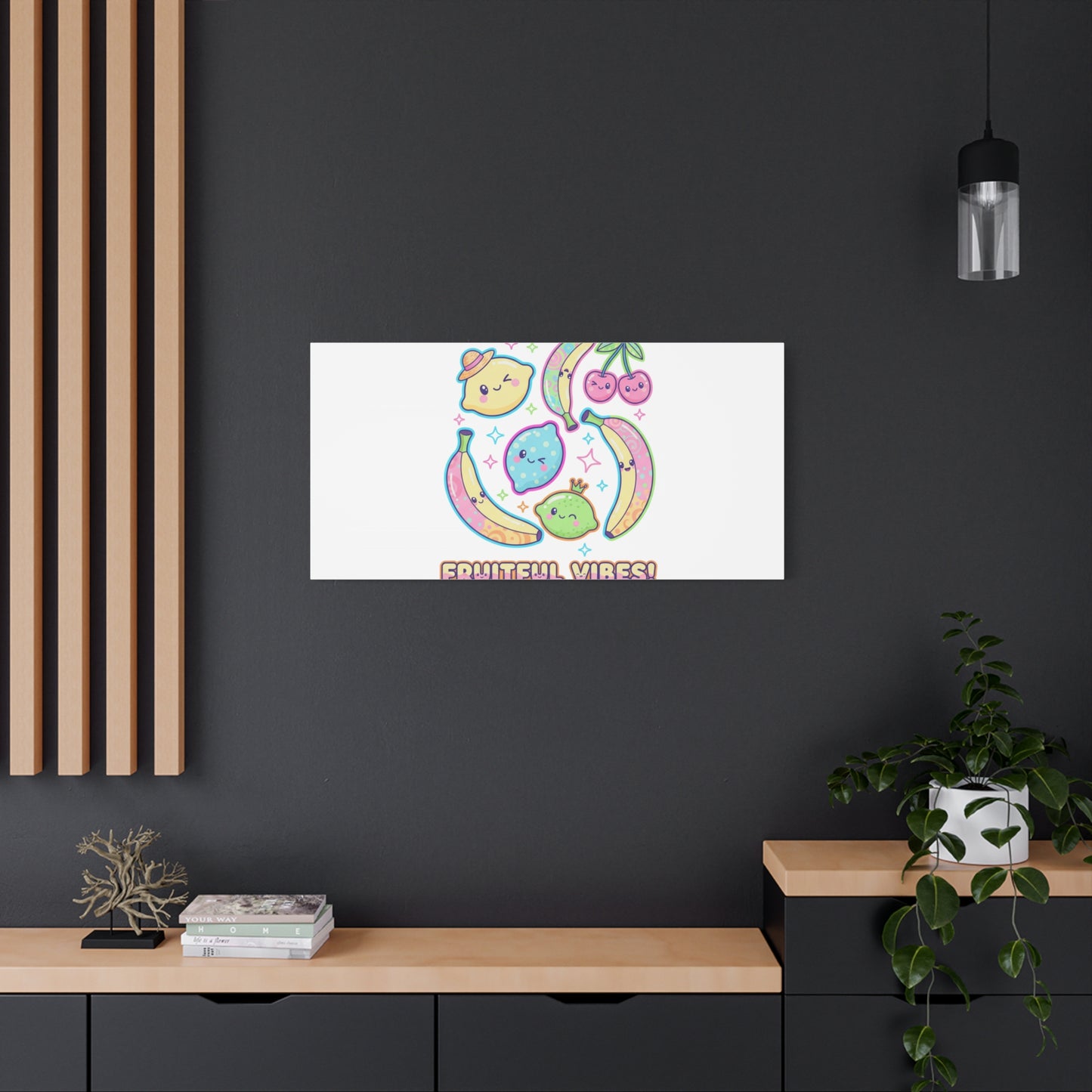 Fruitful Vibes Canvas, Pop Fruit Print | Banana Cherry Citrus Art
