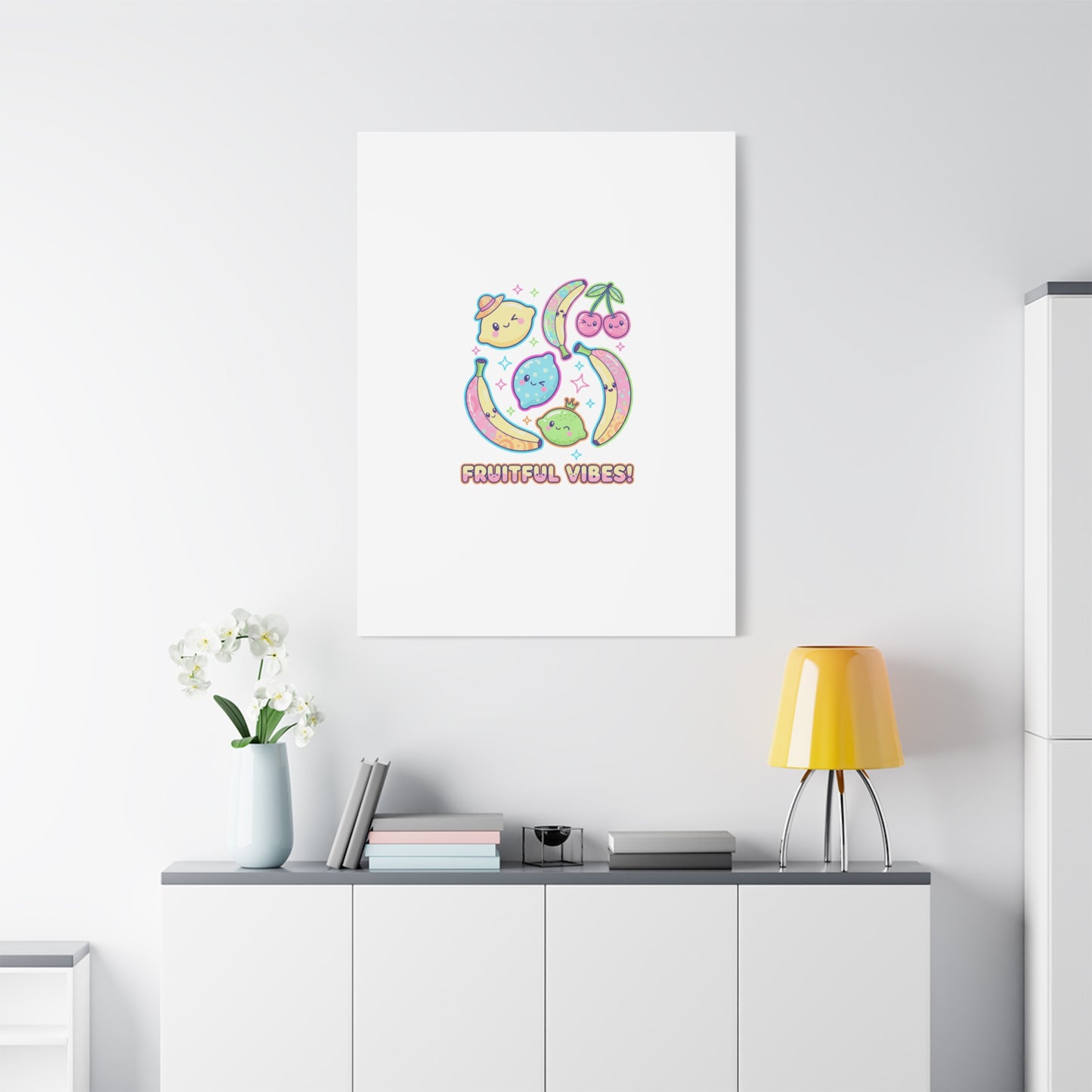 Fruitful Vibes Canvas, Pop Fruit Print | Banana Cherry Citrus Art