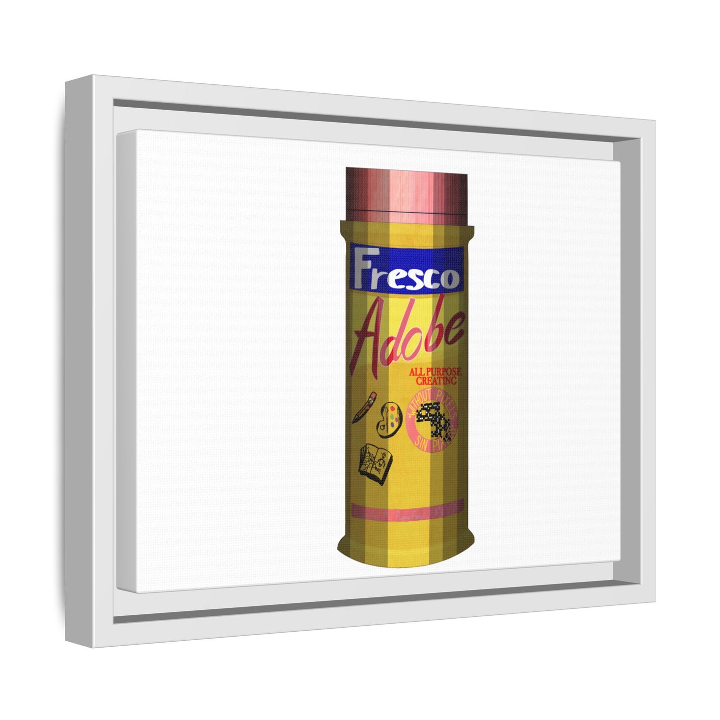 Framed Matte Canvas Print – Vintage 'Fresco Adobe' Spice Tin Illustration