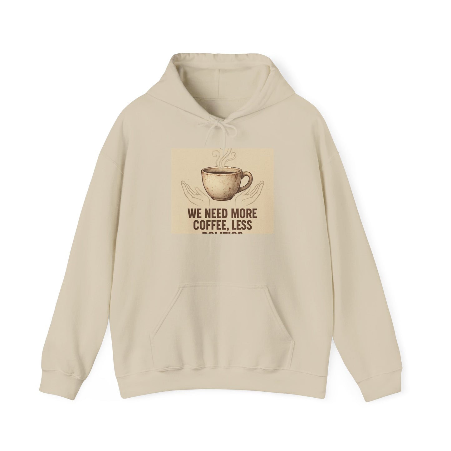 Coffee Lovers Hoodie - "We Need More Coffee, Less" Vintage Mug Design