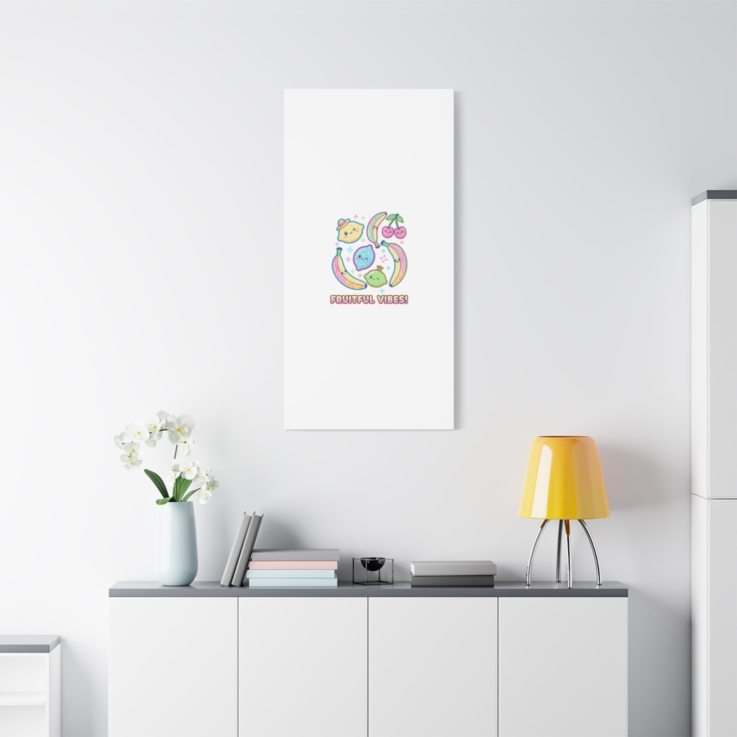Fruitful Vibes Canvas, Pop Fruit Print | Banana Cherry Citrus Art