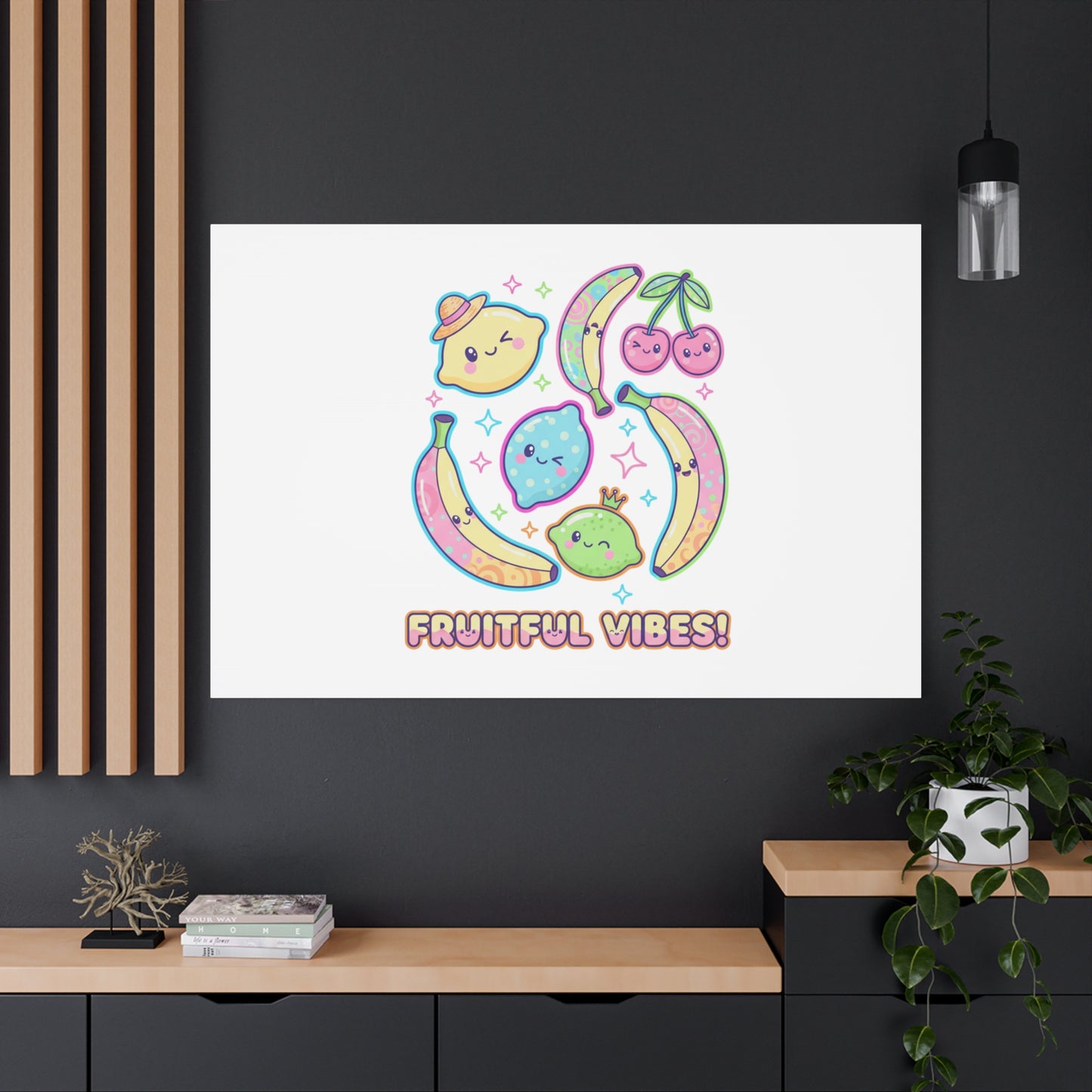 Fruitful Vibes Canvas, Pop Fruit Print | Banana Cherry Citrus Art