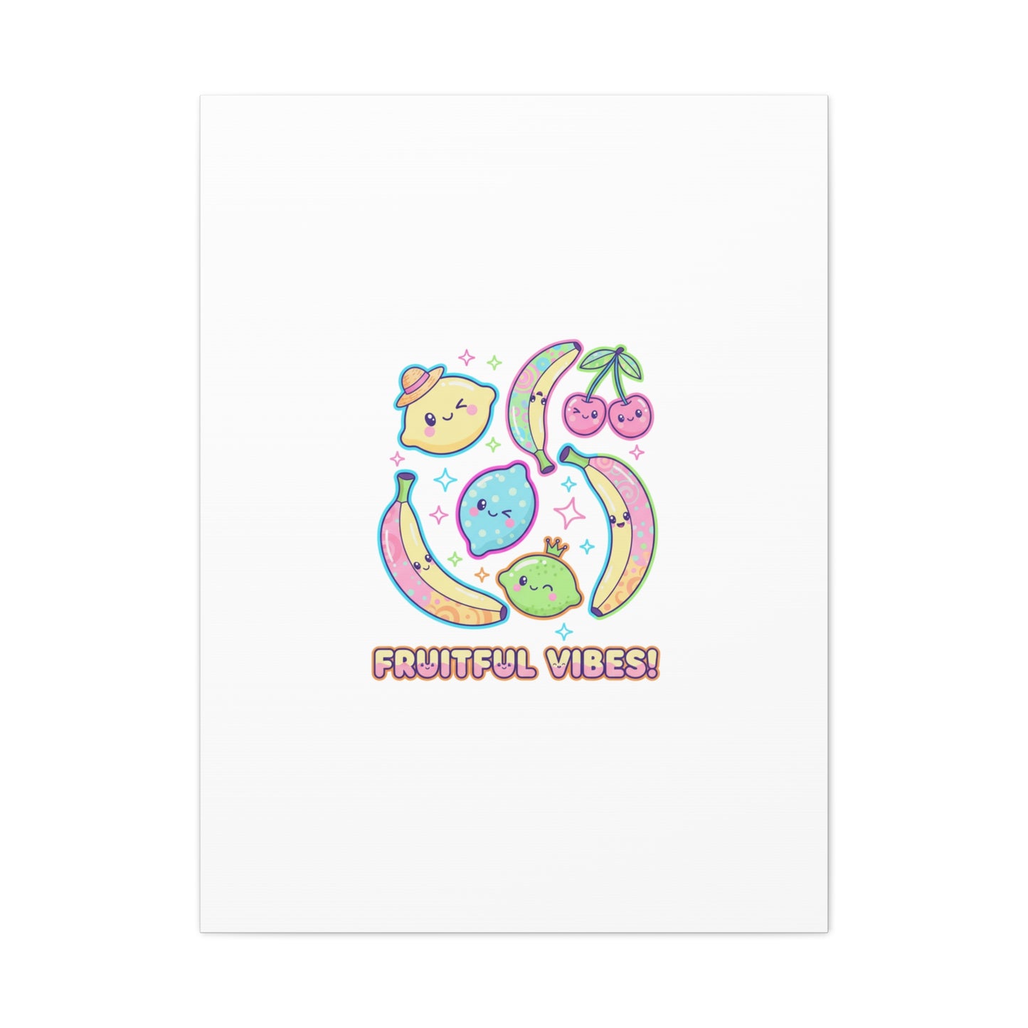 Fruitful Vibes Canvas, Pop Fruit Print | Banana Cherry Citrus Art