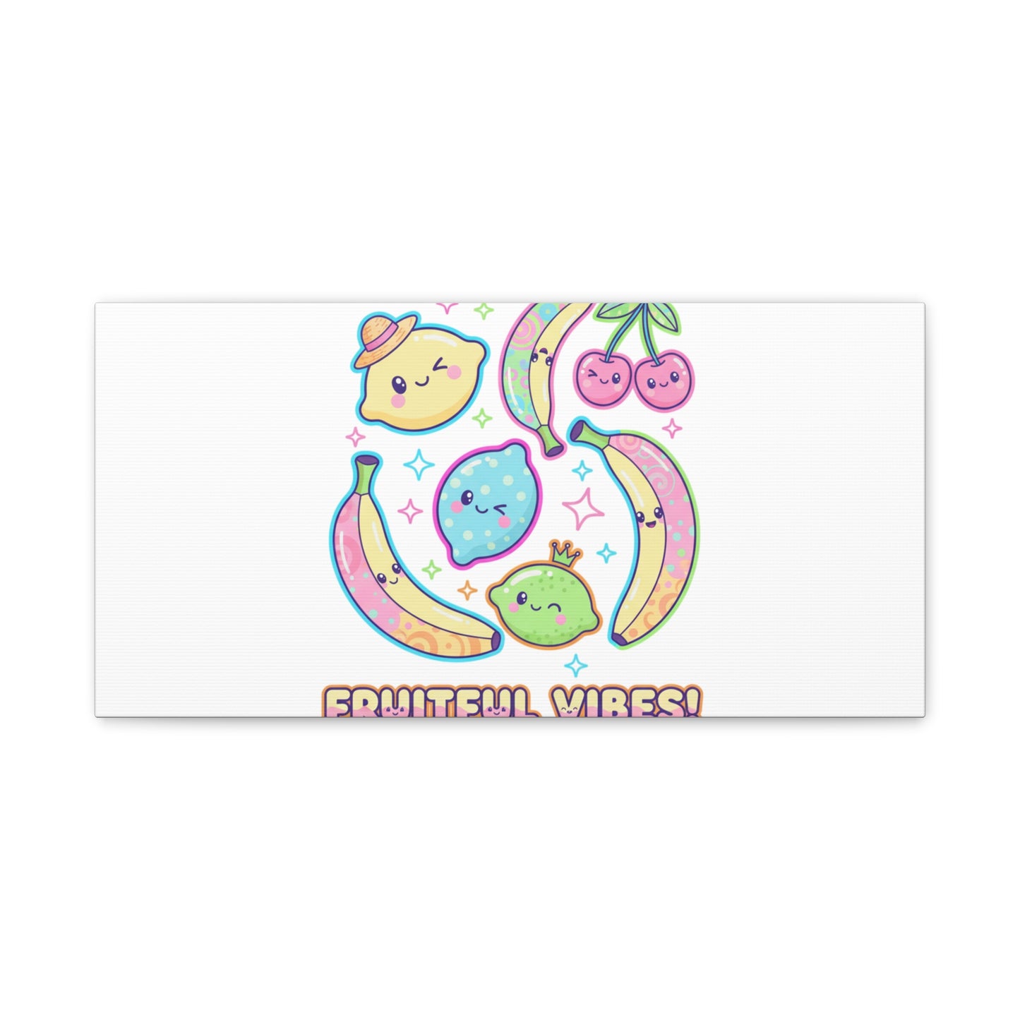 Fruitful Vibes Canvas, Pop Fruit Print | Banana Cherry Citrus Art