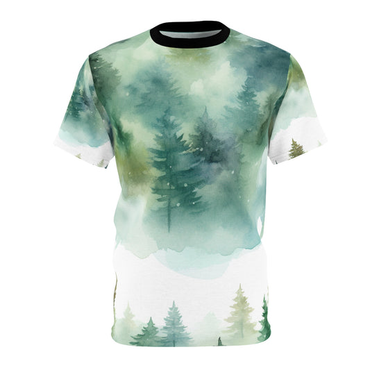 Watercolor Green Wash Tee — Lightweight Painterly Crew Shirt