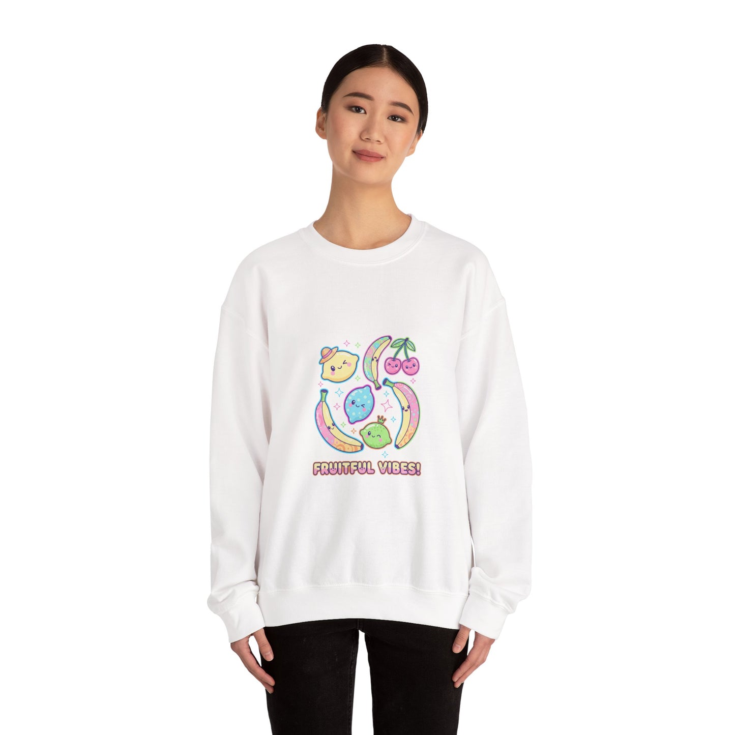 Fruitful Vibes Sweatshirt | pop fruit prints, pastel citrus