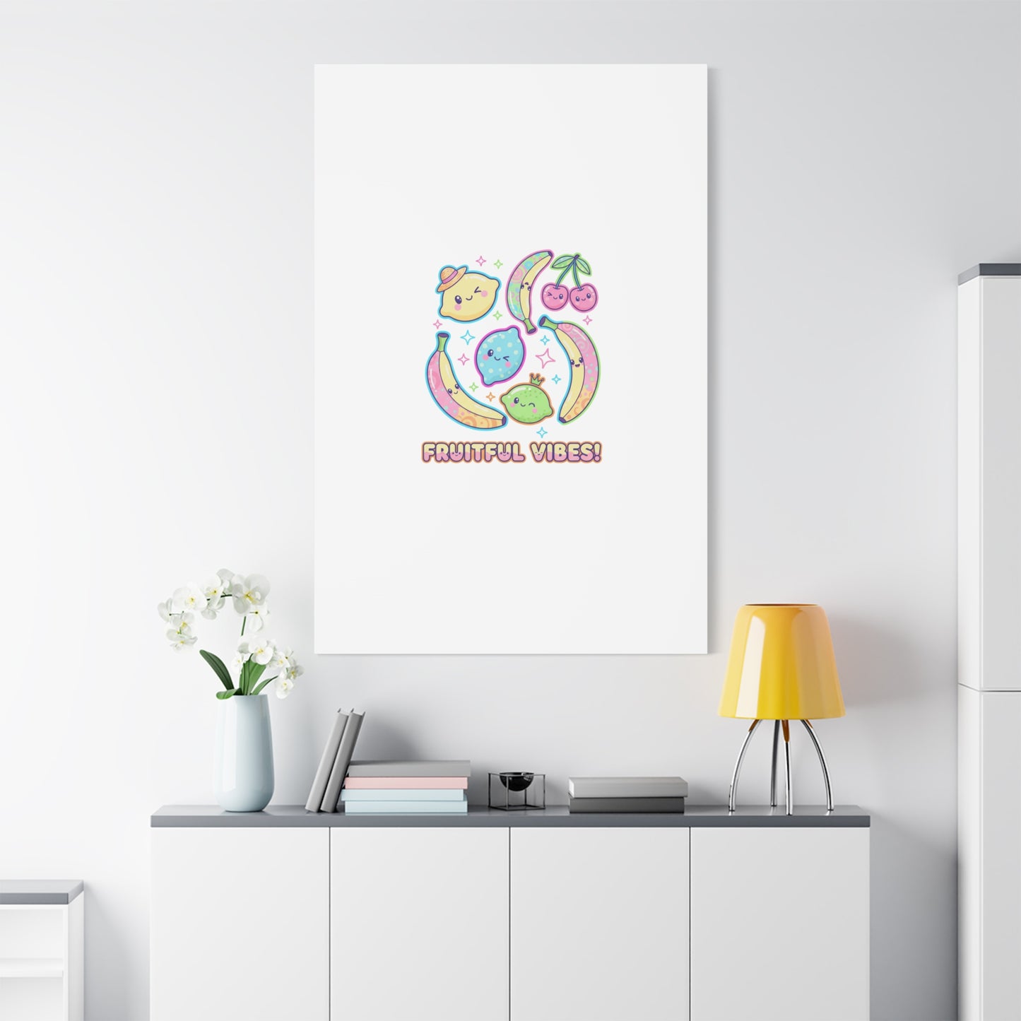 Fruitful Vibes Canvas, Pop Fruit Print | Banana Cherry Citrus Art