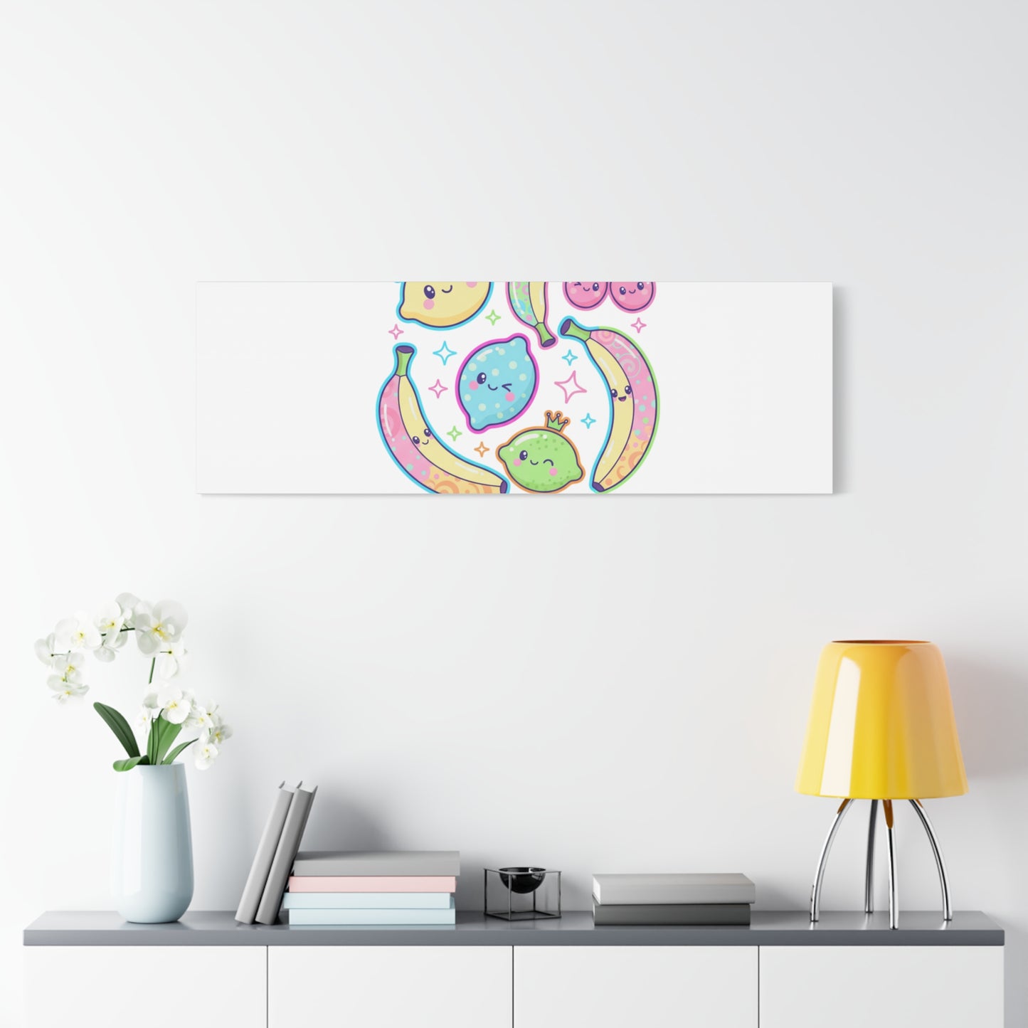 Fruitful Vibes Canvas, Pop Fruit Print | Banana Cherry Citrus Art