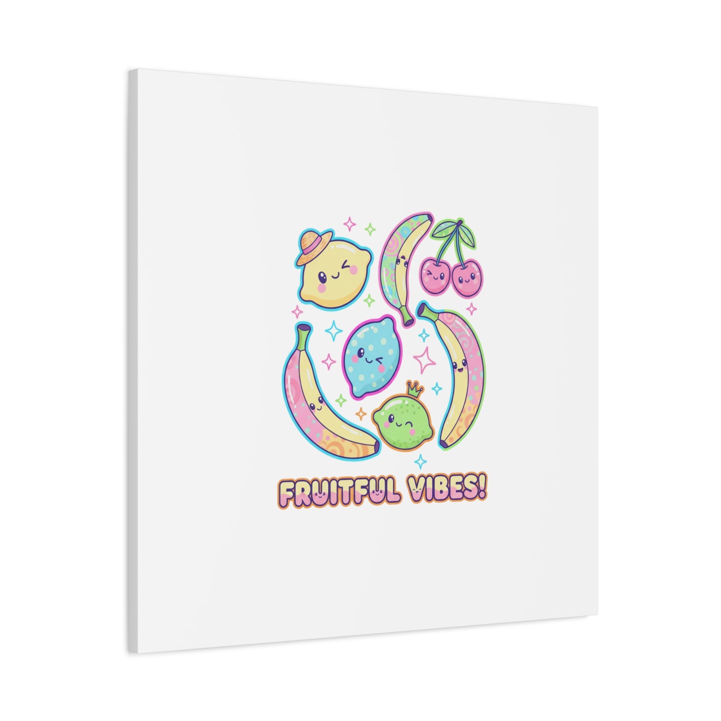 Fruitful Vibes Canvas, Pop Fruit Print | Banana Cherry Citrus Art