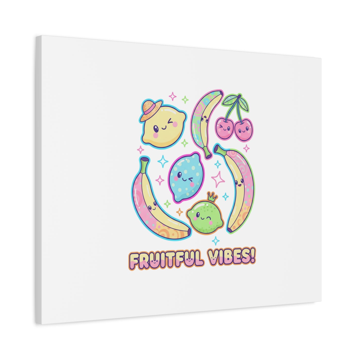 Fruitful Vibes Canvas, Pop Fruit Print | Banana Cherry Citrus Art