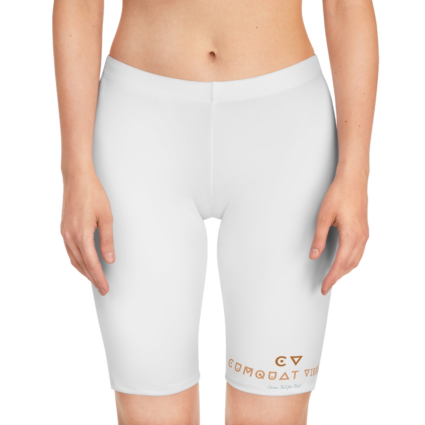 Bike Shorts — 'Combat Vibes' White Athletic Biker Shorts with Adobo Can Graphic