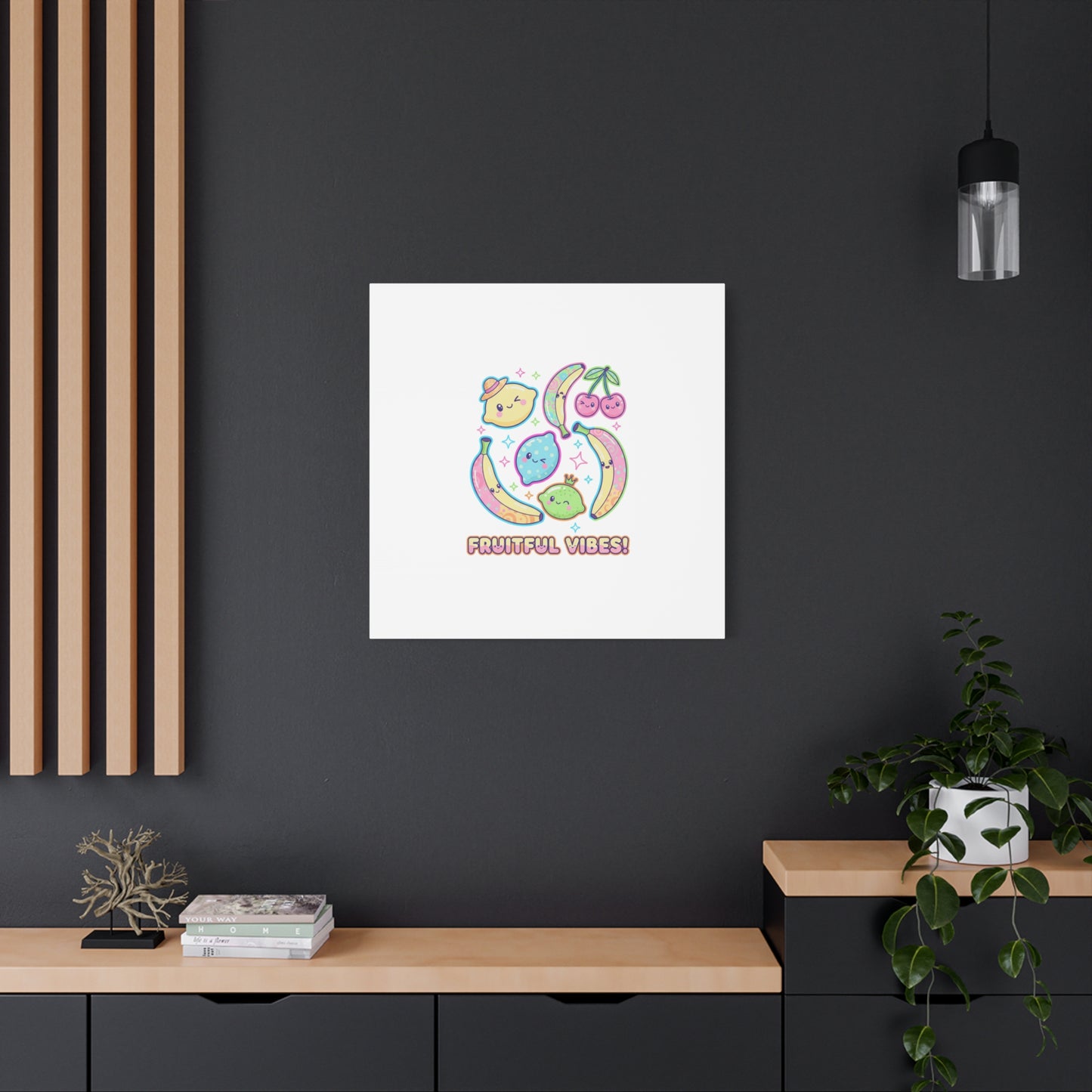 Fruitful Vibes Canvas, Pop Fruit Print | Banana Cherry Citrus Art