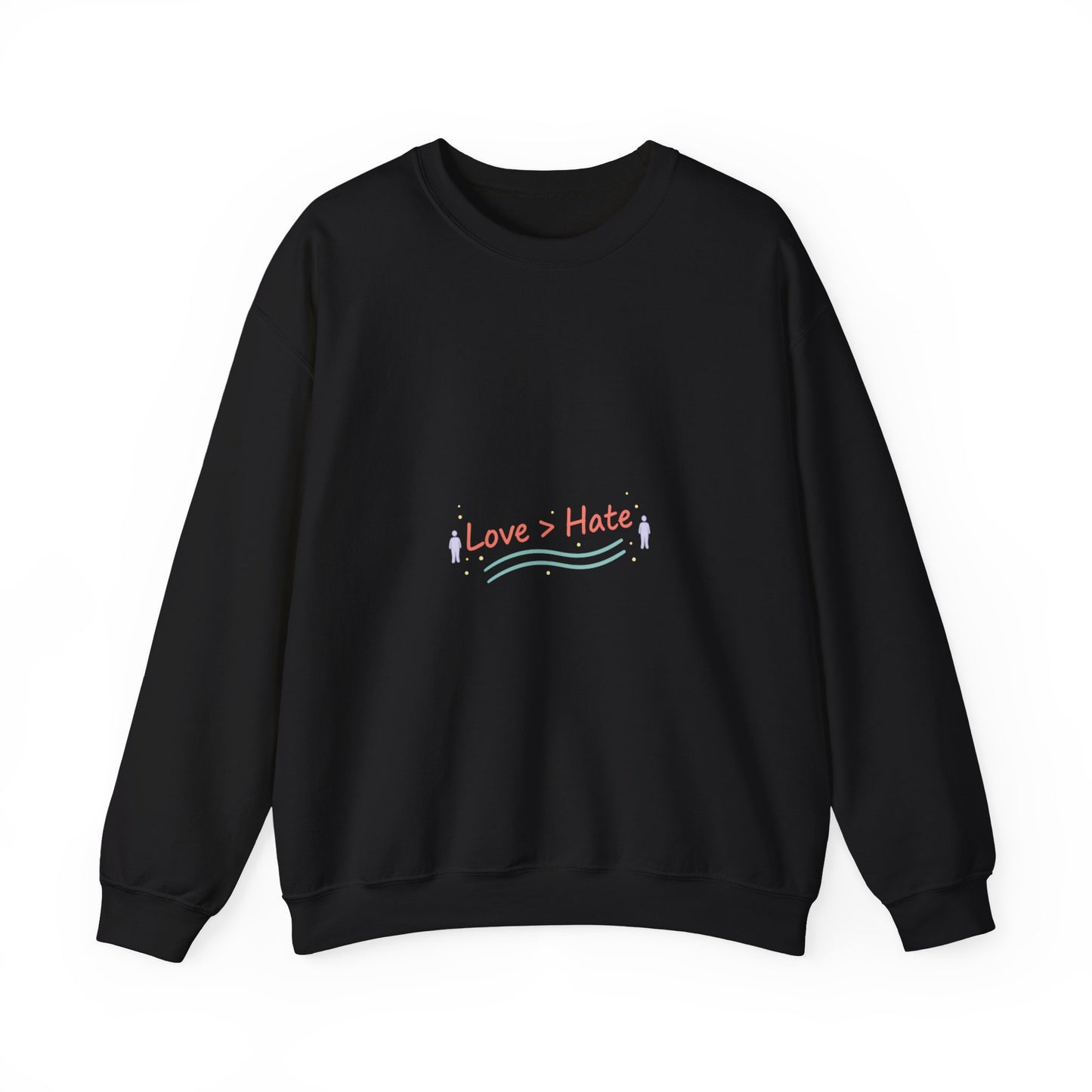 Love > Hate Crewneck Sweatshirt | minimal vibes slogan, casual mood design