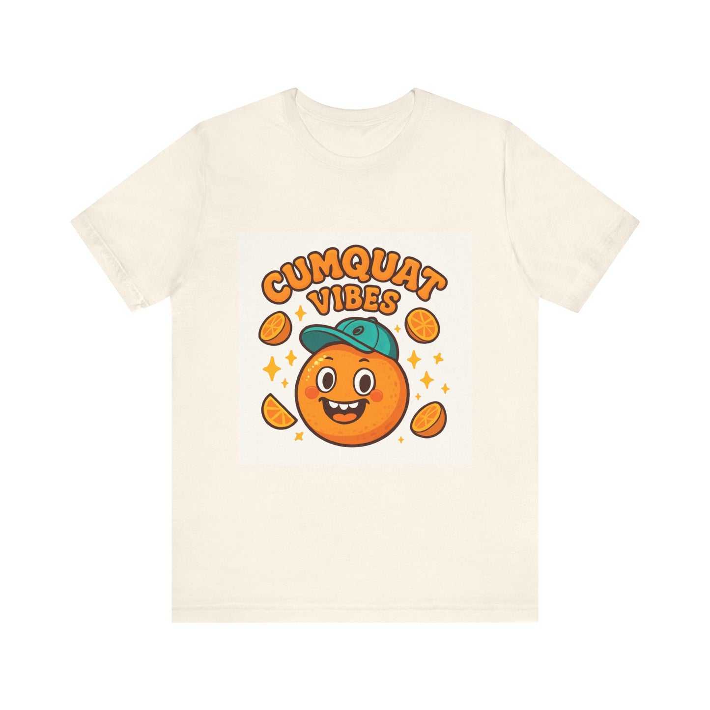 Citrus Cartoon Tee — "Cumquat Vibes" Funny Fruit Graphic T-Shirt