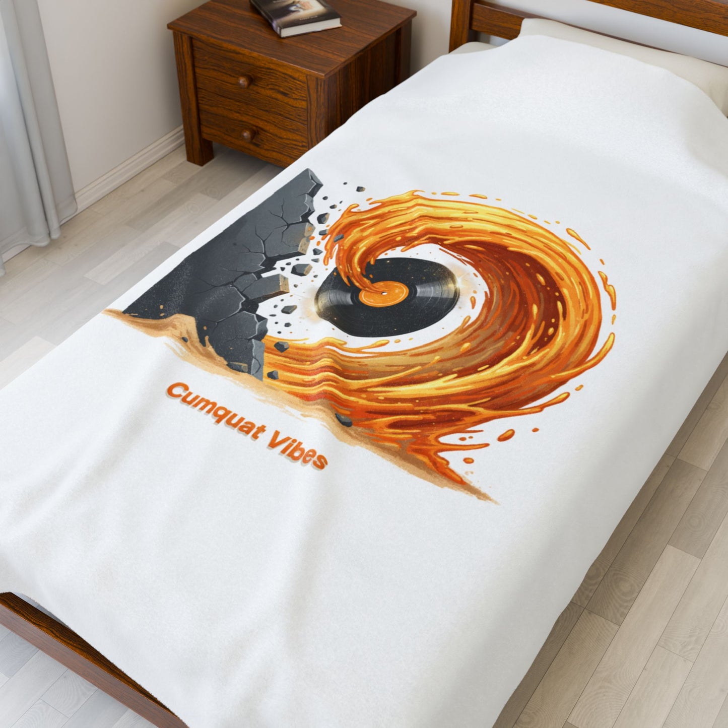 Scoreboard Style "Cumquat Vibes" Blanket | digital scoreboard pun, dot-matrix humor