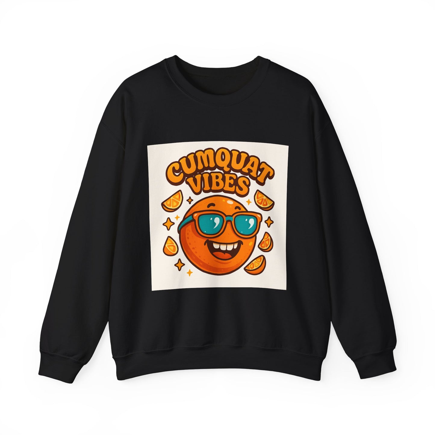 Sweatshirt — "Cumquat Vibes" Cute Sunglasses Orange Graphic Crewneck