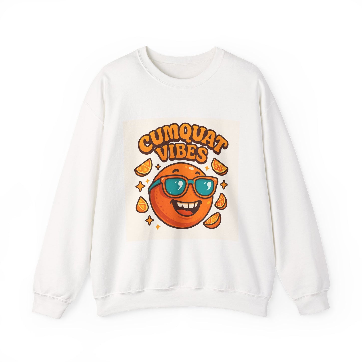 Sweatshirt — "Cumquat Vibes" Cute Sunglasses Orange Graphic Crewneck