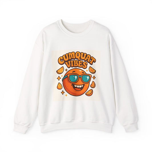 Sweatshirt — "Cumquat Vibes" Cute Sunglasses Orange Graphic Crewneck