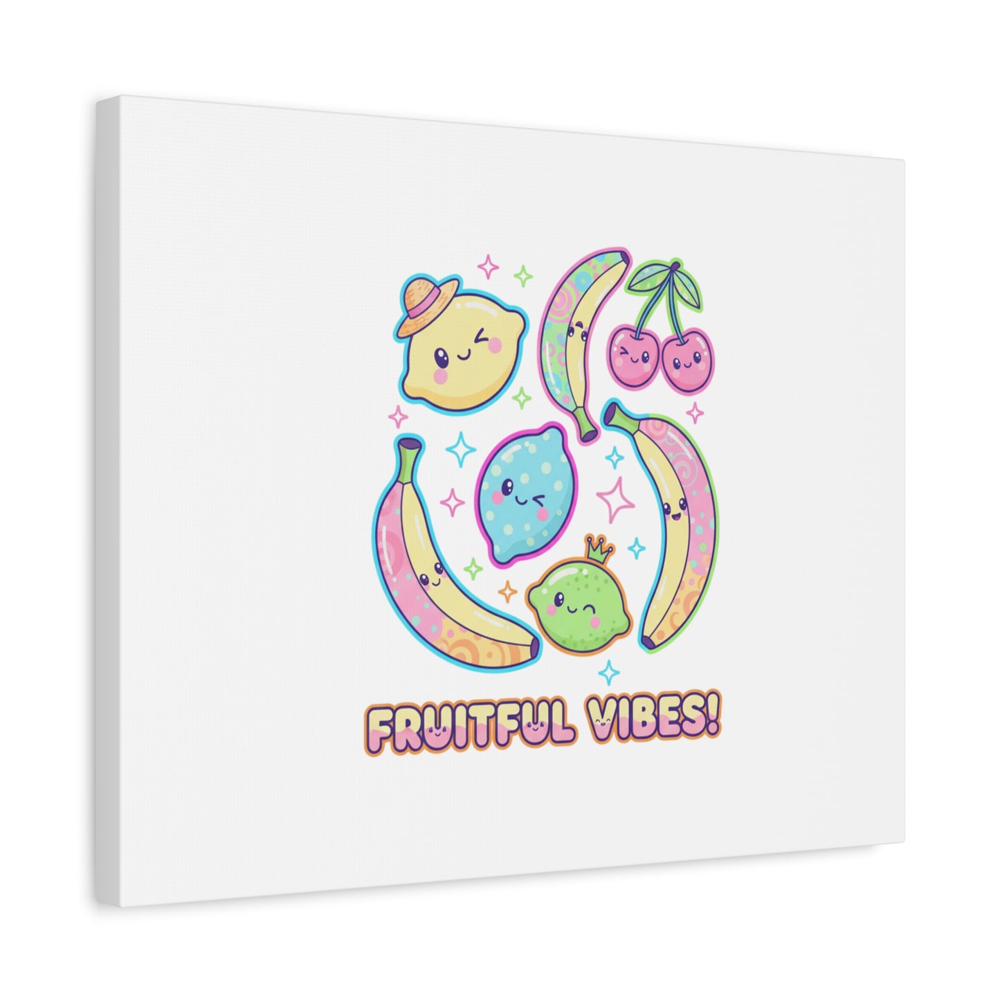Fruitful Vibes Canvas, Pop Fruit Print | Banana Cherry Citrus Art