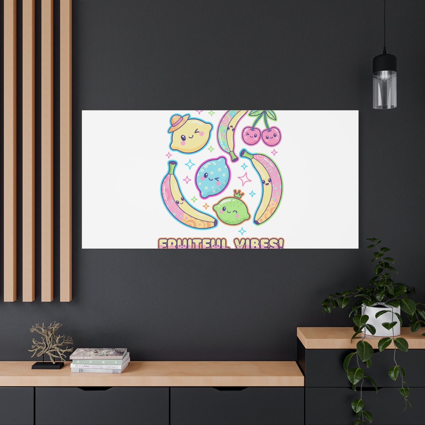 Fruitful Vibes Canvas, Pop Fruit Print | Banana Cherry Citrus Art