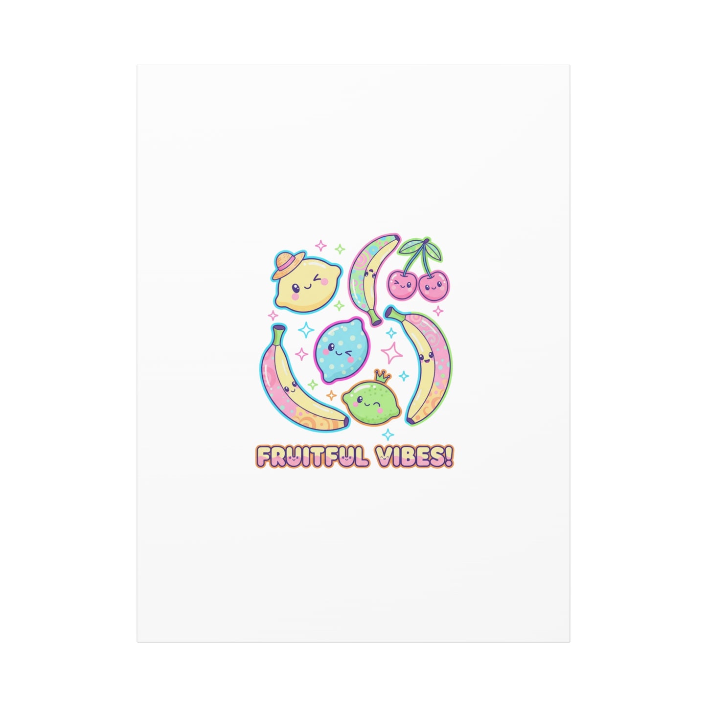 Fruitful Vibes Canvas, Pop Fruit Print | Banana Cherry Citrus Art