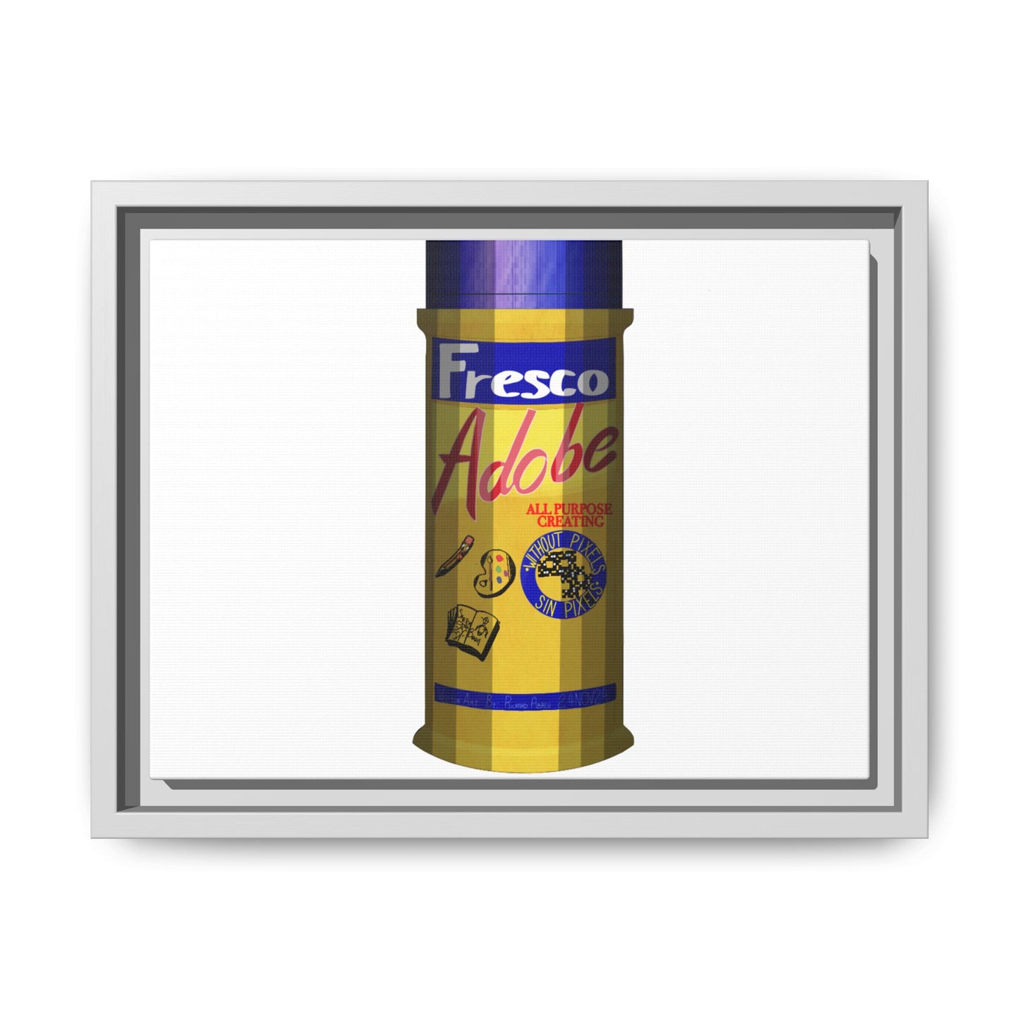 Framed Matte Canvas Print — Vintage 'Fresco Adobe' Can Pop Art