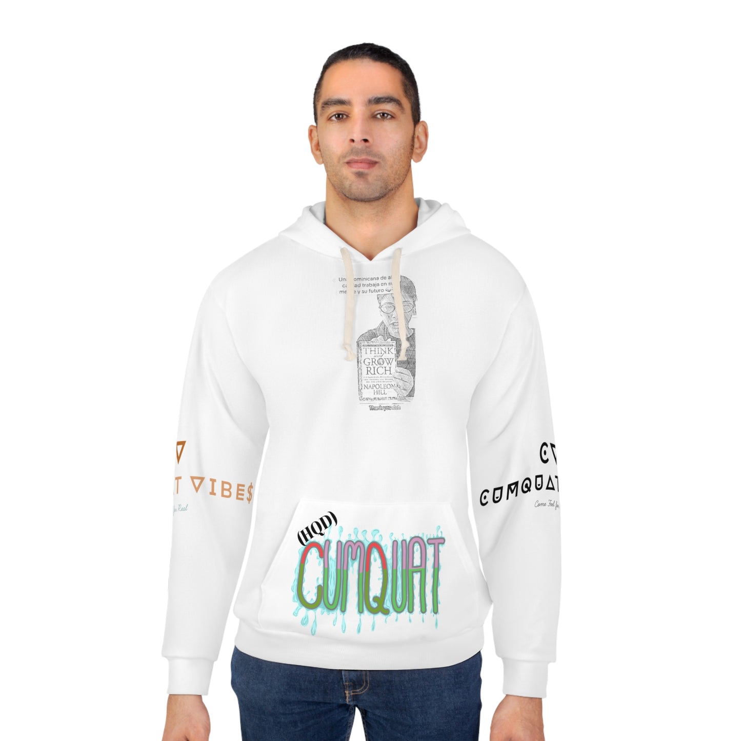 Motivational Hoodie — 'Think & Grow Rich' Curquiat Graphic Pullover