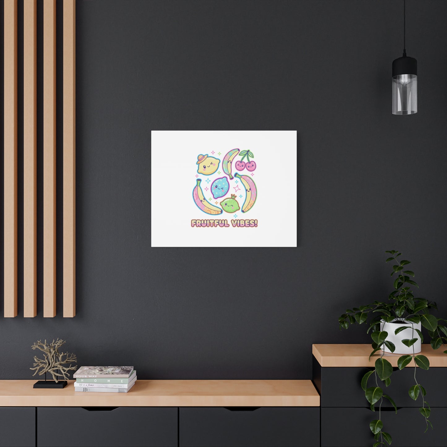 Fruitful Vibes Canvas, Pop Fruit Print | Banana Cherry Citrus Art