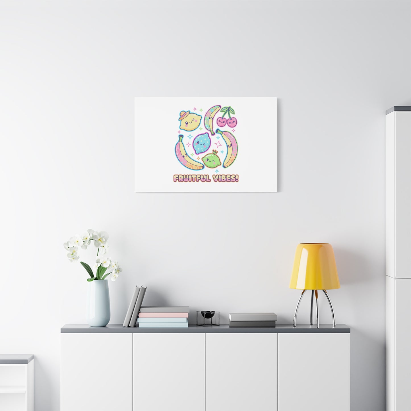 Fruitful Vibes Canvas, Pop Fruit Print | Banana Cherry Citrus Art