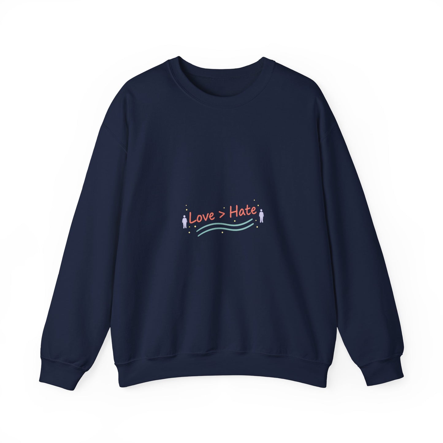 Love > Hate Crewneck Sweatshirt | minimal vibes slogan, casual mood design